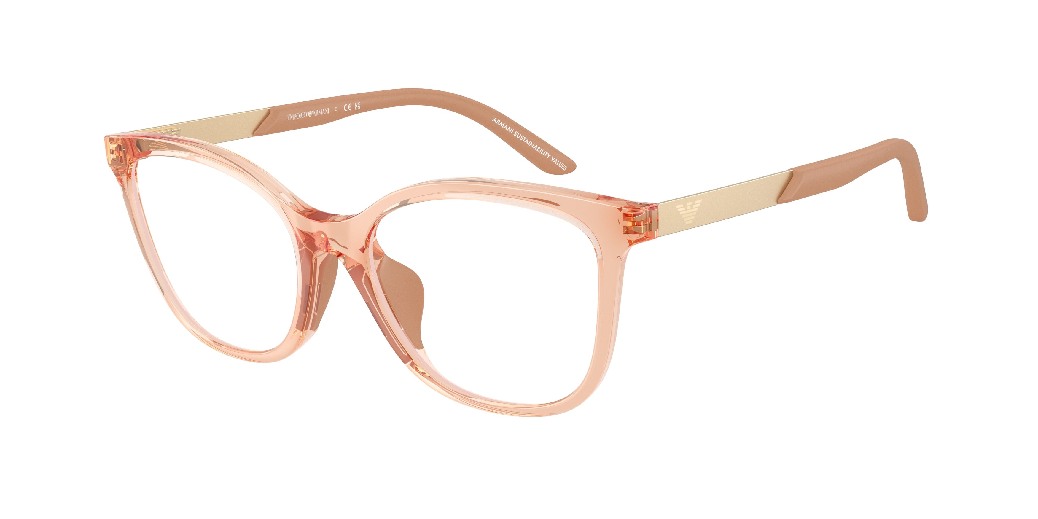 Emporio Armani Kids EK3011U Butterfly Eyeglasses for Women — Free Shipping - 48-130-16 / 6347-Shiny Transparent Beige
