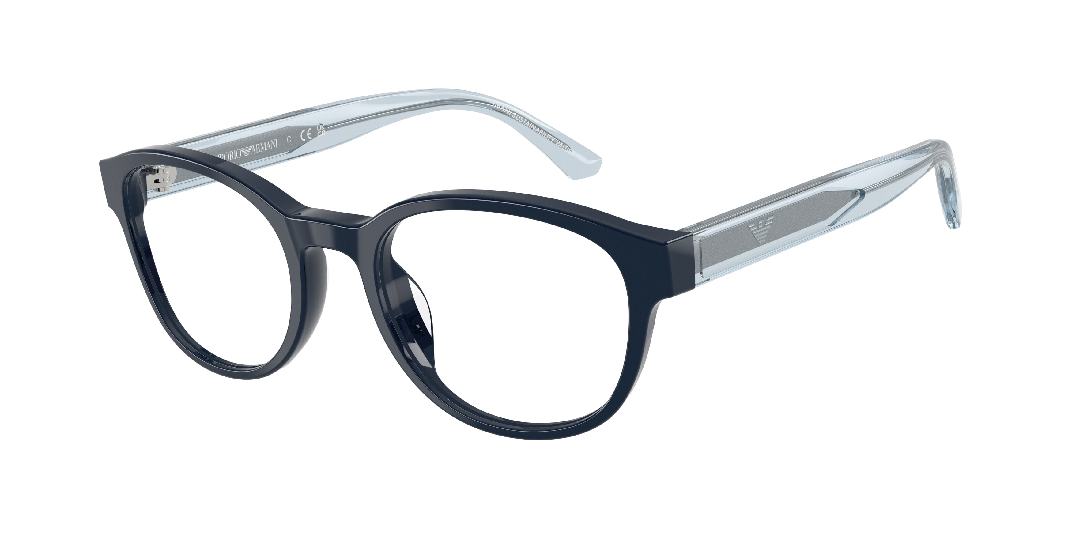 Emporio Armani Kids EK3012U Phantos Eyeglasses 6382-Shiny Blue 49-130-19 - Color Map Blue