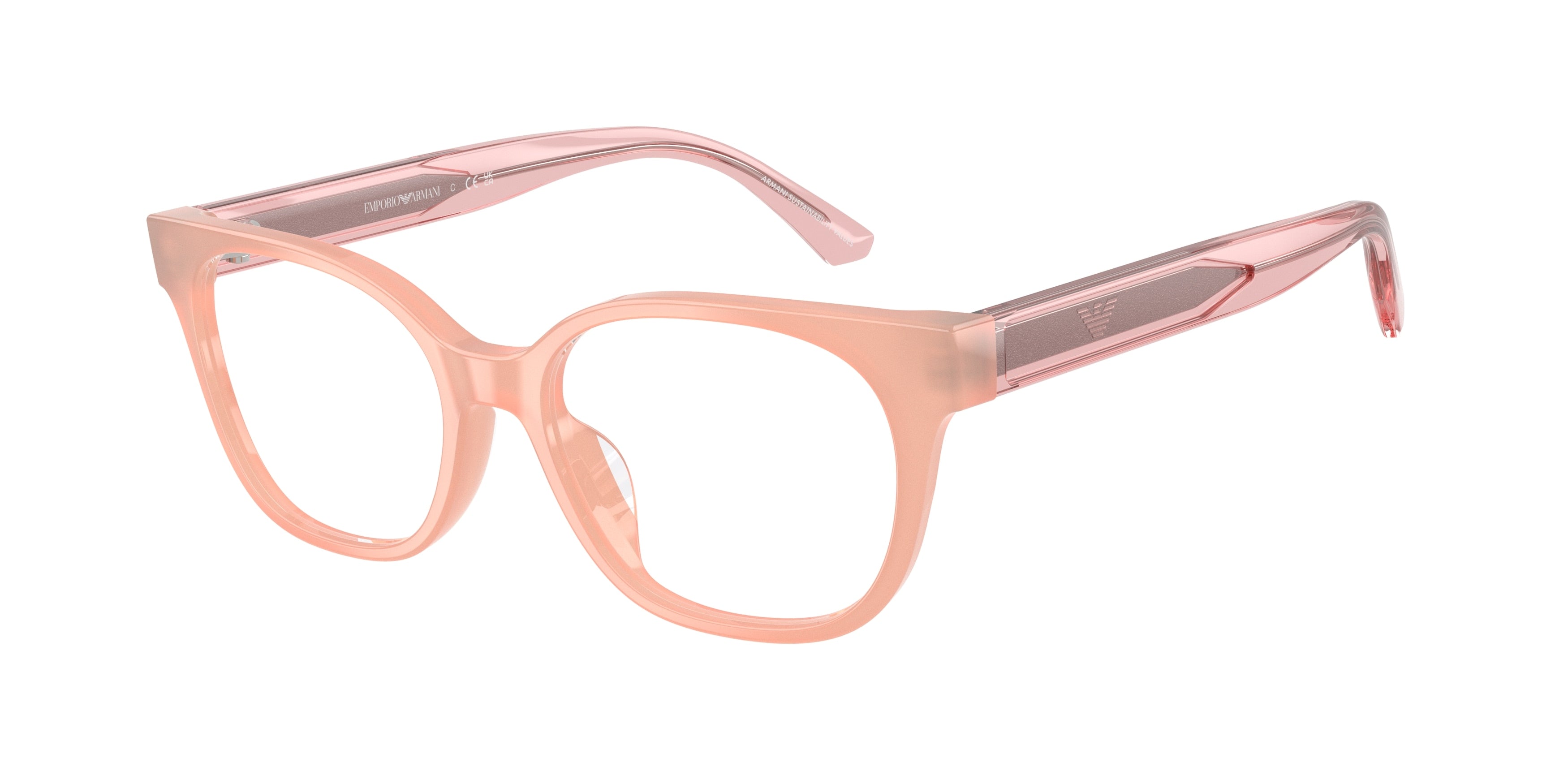 Emporio Armani Kids EK3014U Cat Eye Eyeglasses 6387-Shiny Opal Pink 48-130-15 - Color Map Pink