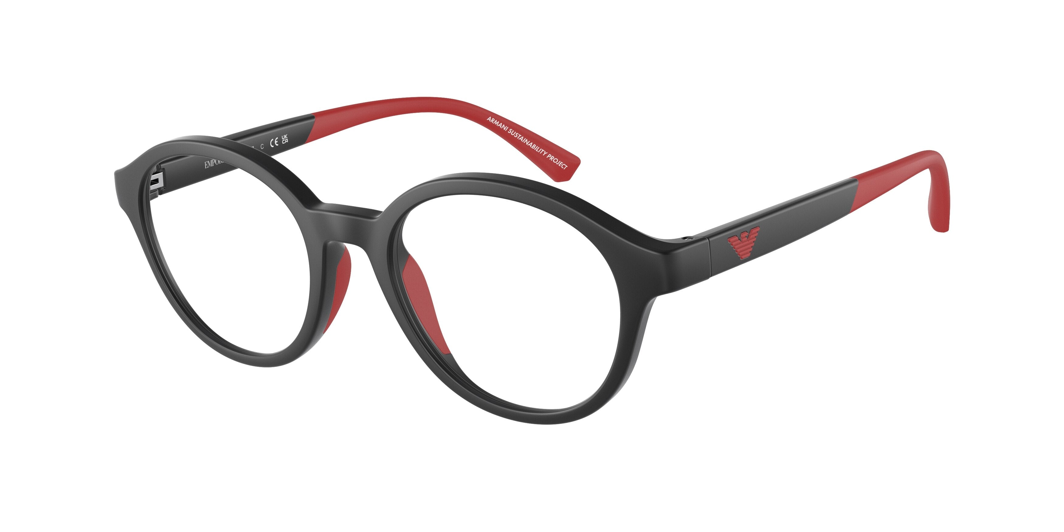 Emporio Armani Kids EK3202F Round Eyeglasses 5001-Matte Black 47-130-18 - Color Map Black