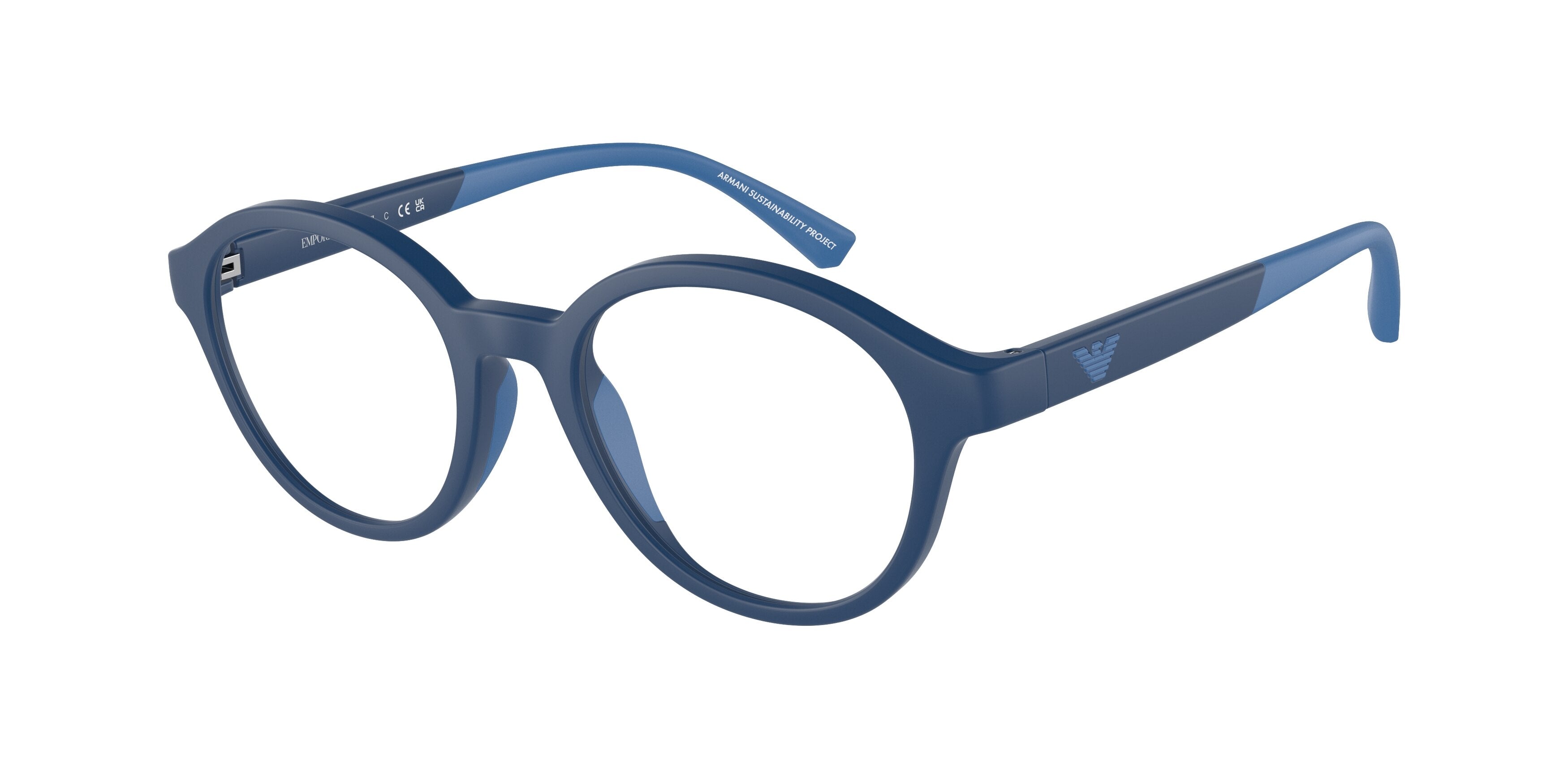 Emporio Armani Kids EK3202F Round Eyeglasses  5088-Matte Blue 47-130-18 - Color Map Blue
