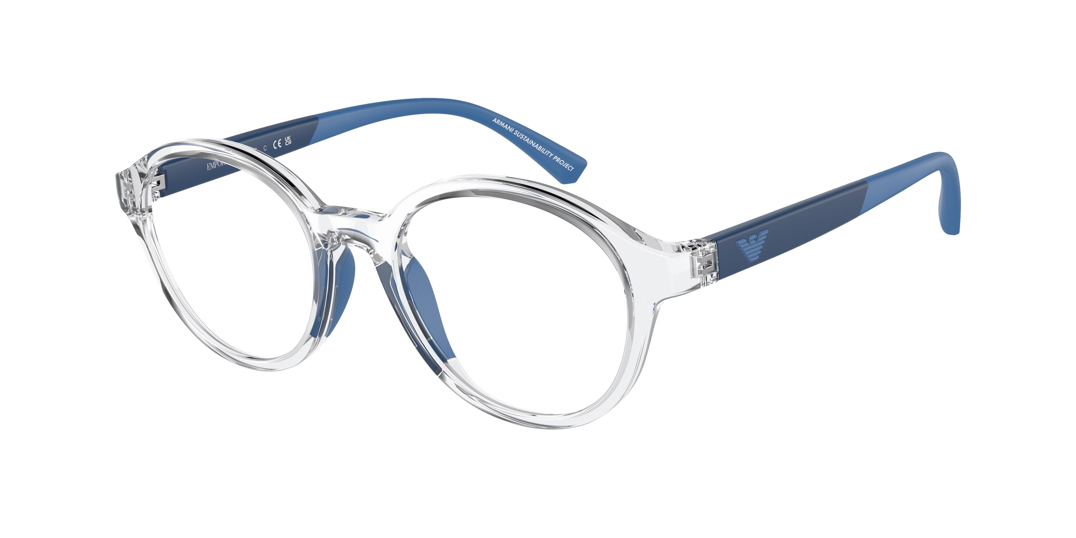 Emporio Armani Kids EK3202F Round Eyeglasses  5371-Shiny Crystal 47-130-18 - Color Map Transparent