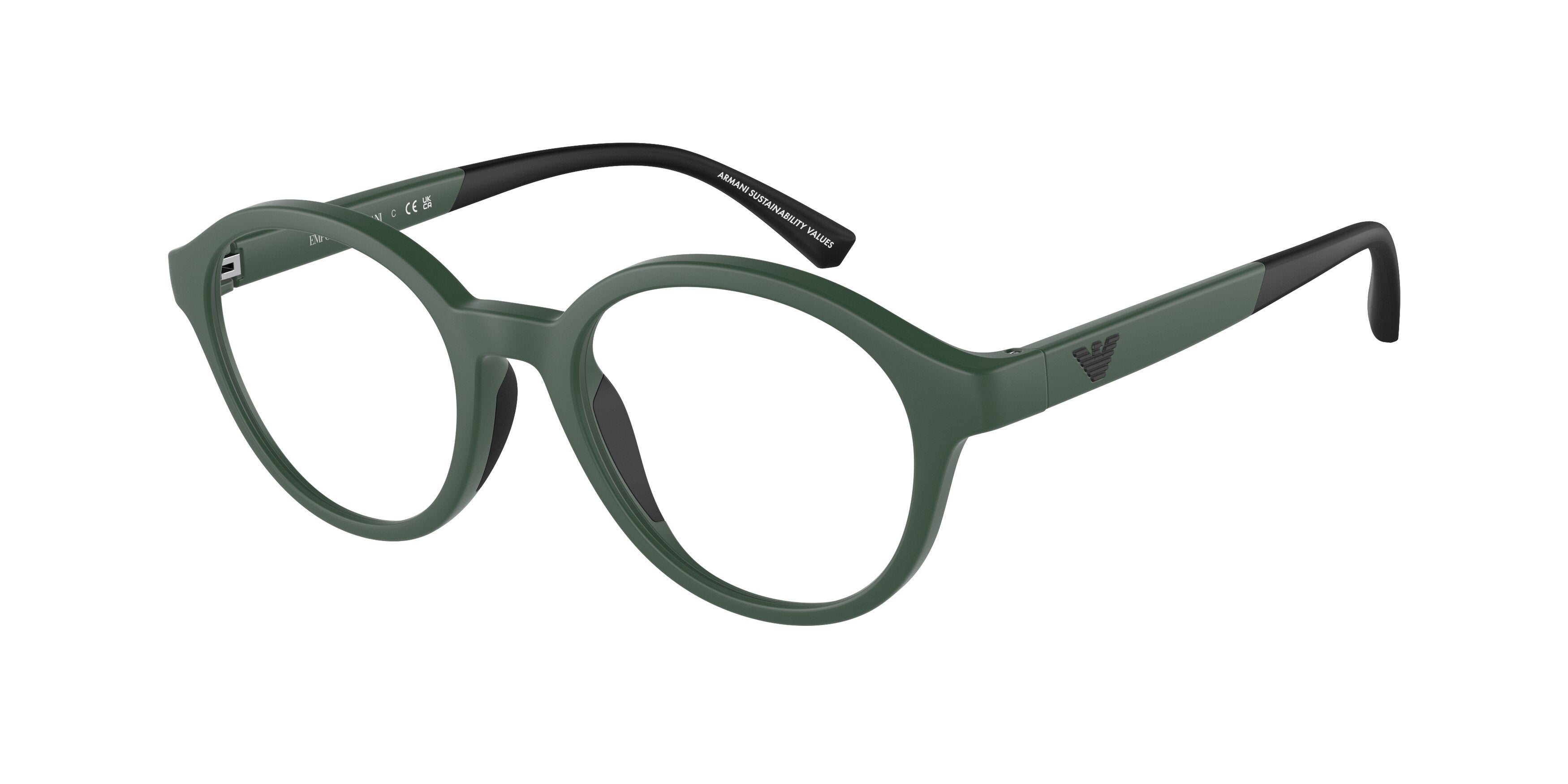 Emporio Armani Kids EK3202 Round Eyeglasses 5058-Matte Green 45-125-18 - Color Map Green