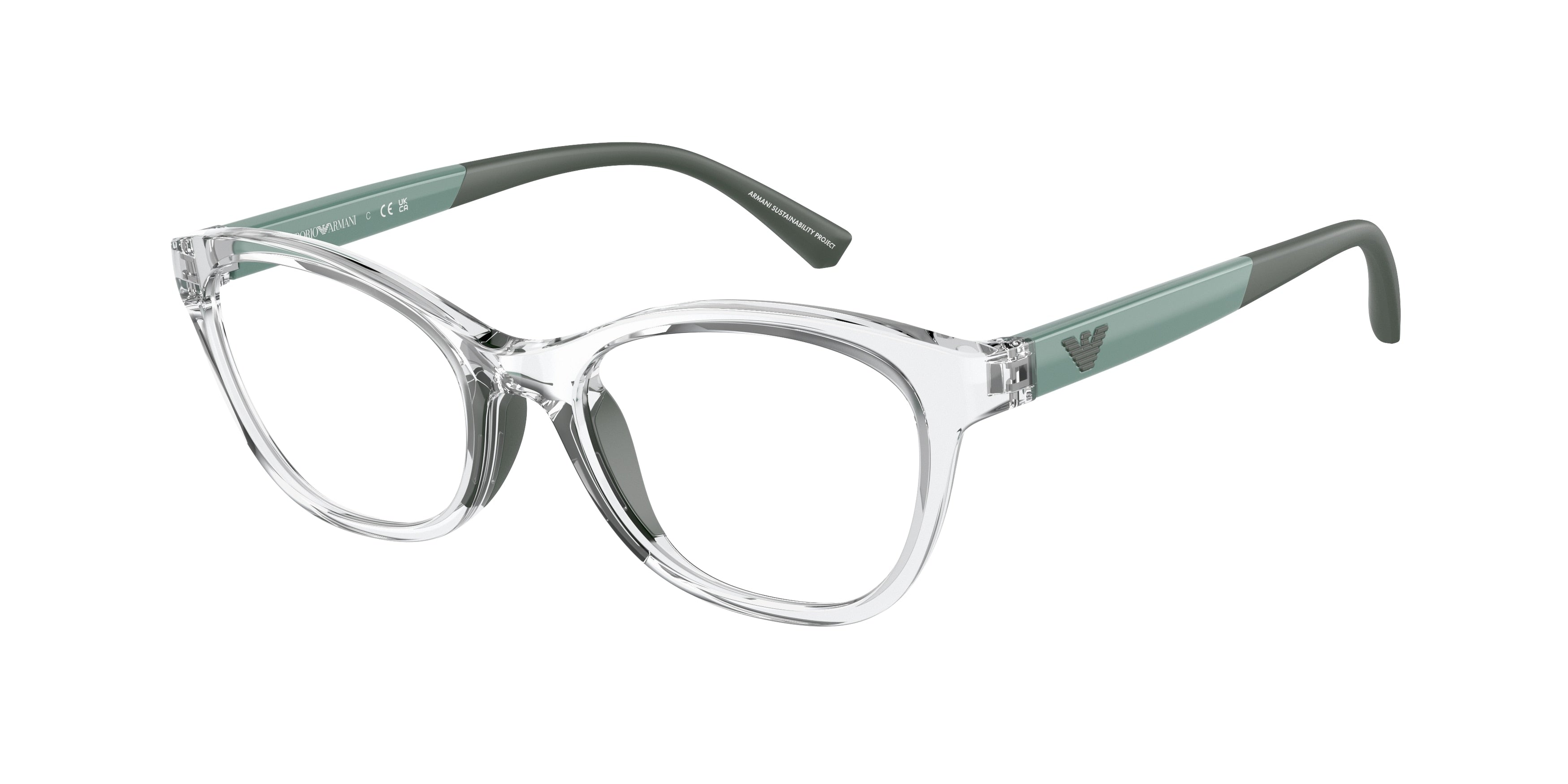 Emporio Armani Kids EK3204F Cat Eye Eyeglasses 5371-Shiny Crystal 48-125-17 - Color Map Transparent
