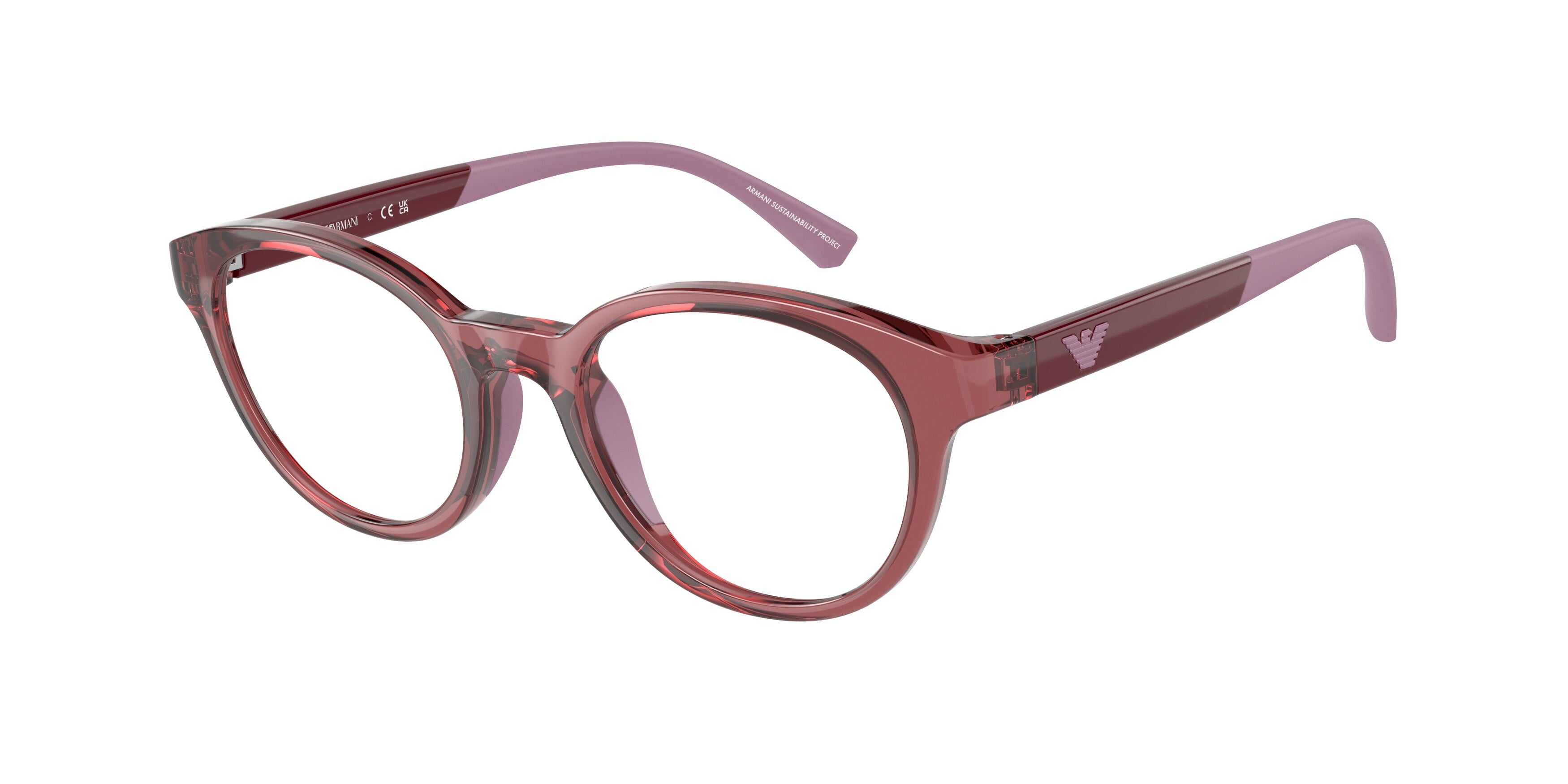 Emporio Armani Kids EK3205F Phantos Eyeglasses 5075-Shiny Transparent Red 46-125-18 - Color Map Red