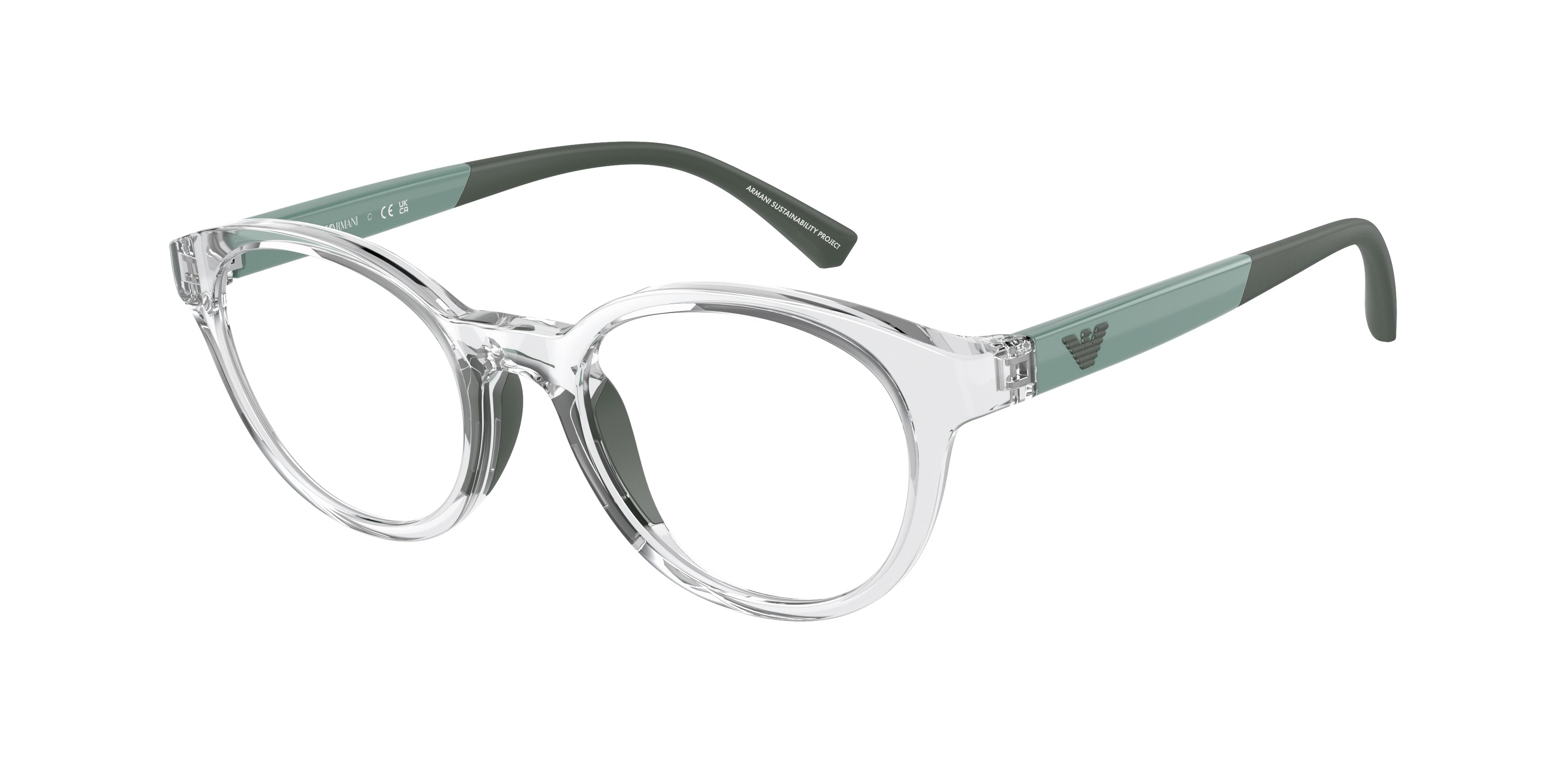 Emporio Armani Kids EK3205F Phantos Eyeglasses 5371-Shiny Crystal 46-125-18 - Color Map Transparent
