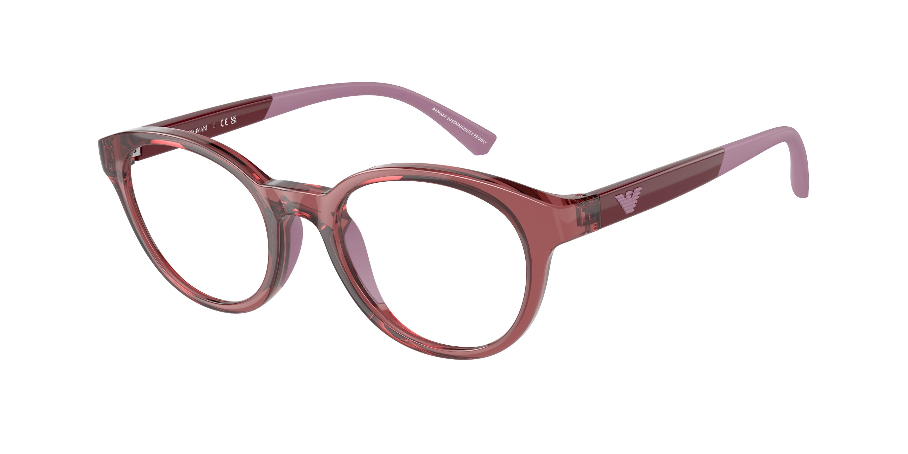 Emporio Armani Kids EK3205 Phantos Eyeglasses 5075-Shiny Transparent Red 46-125-18 - Color Map Red