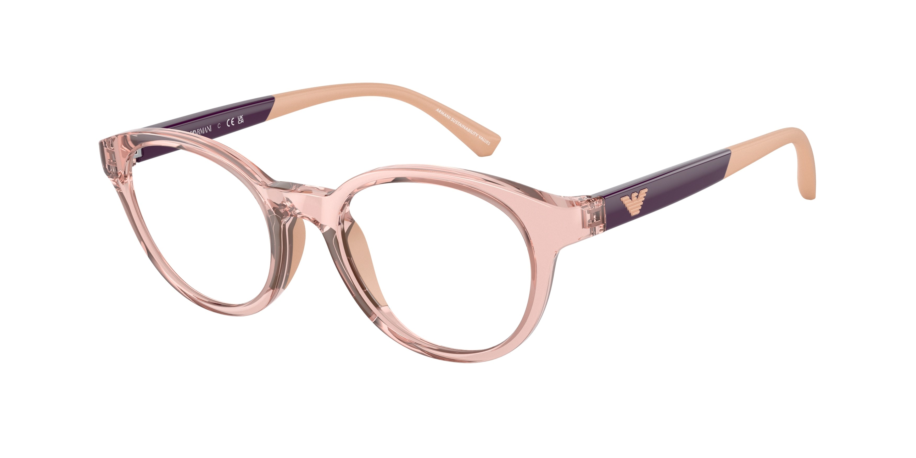 Emporio Armani Kids EK3205 Phantos Eyeglasses 5821-Transparent Pink 46-125-18 - Color Map Pink