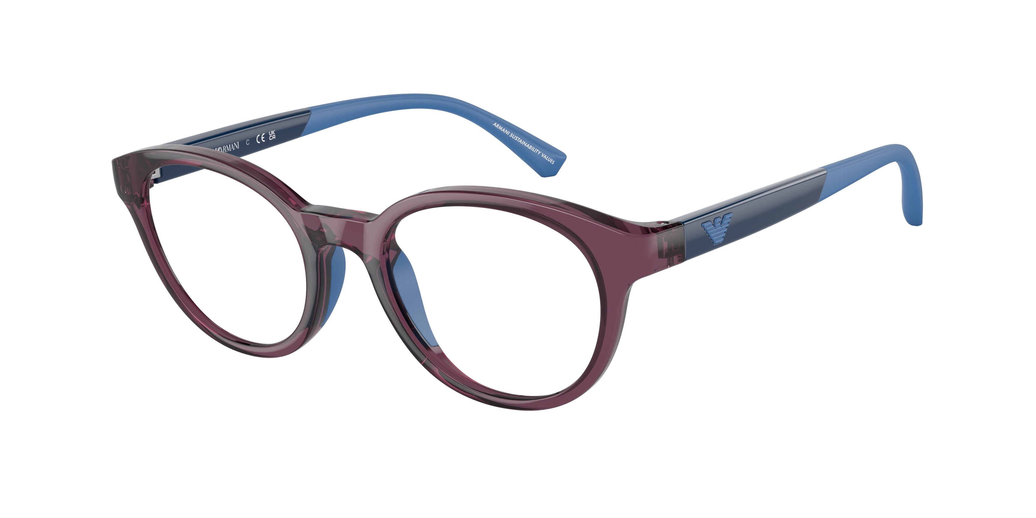 Emporio Armani Kids EK3205 Phantos Eyeglasses 5897-Transparent Violet 44-125-18 - Color Map Violet