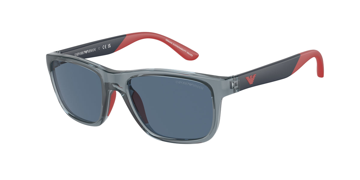 Emporio Armani Kids EK4002 Pillow Sunglasses 507280-Shiny Transparent Blue 48-125-16 - Color Map Blue