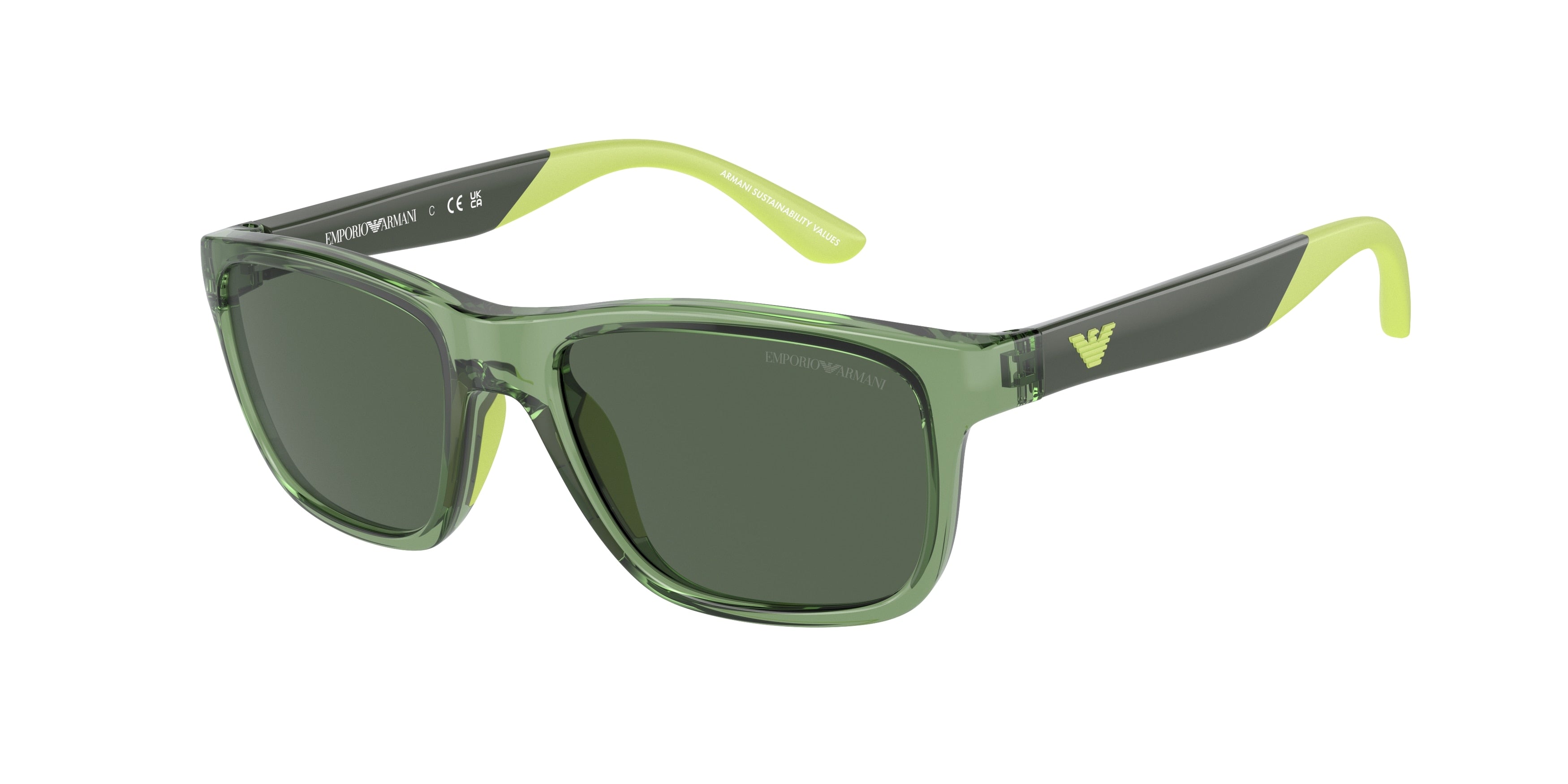 Emporio Armani Kids EK4002 Pillow Sunglasses 535971-Shiny Transparent Green 48-125-16 - Color Map Green