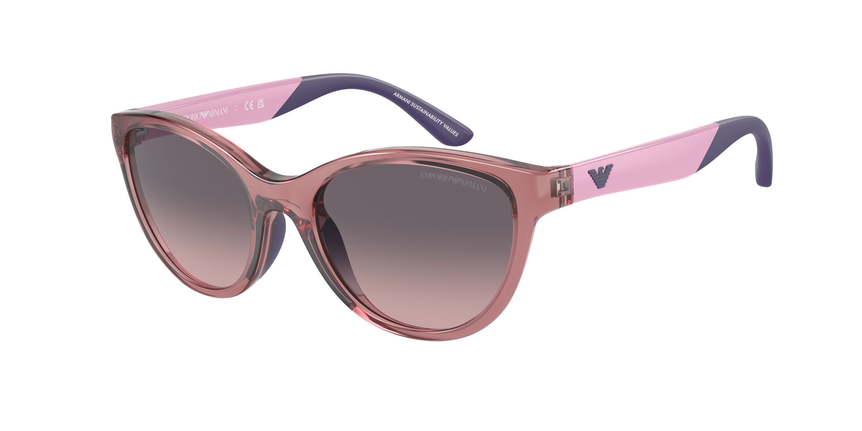 Emporio Armani Kids EK4003 Cat Eye Sunglasses 537646-Shiny Transparent Lillac 48-125-17 - Color Map Violet