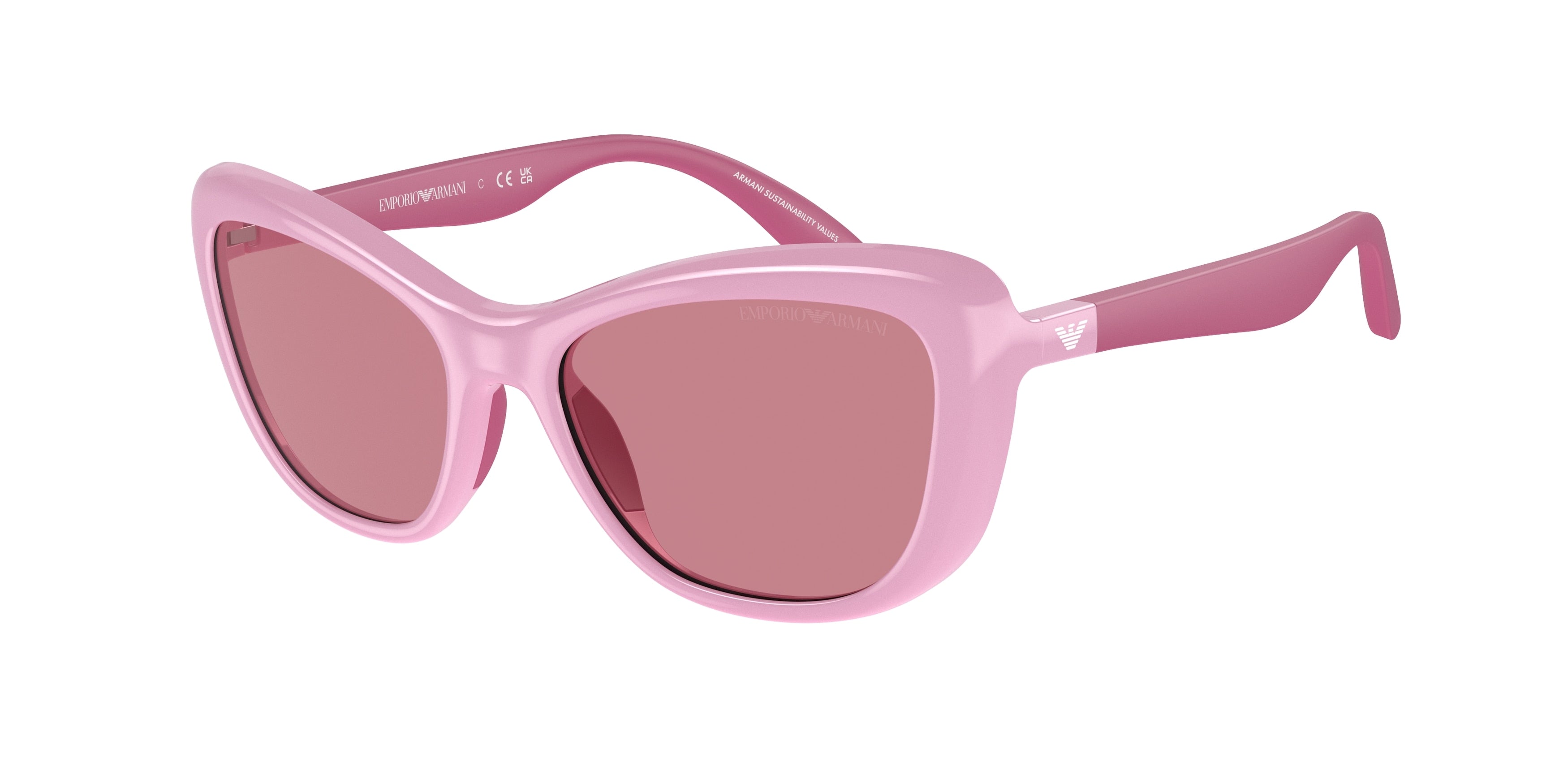 Emporio Armani Kids EK4004F Butterfly Sunglasses 613069-Shiny Pink 50-125-16 - Color Map Pink