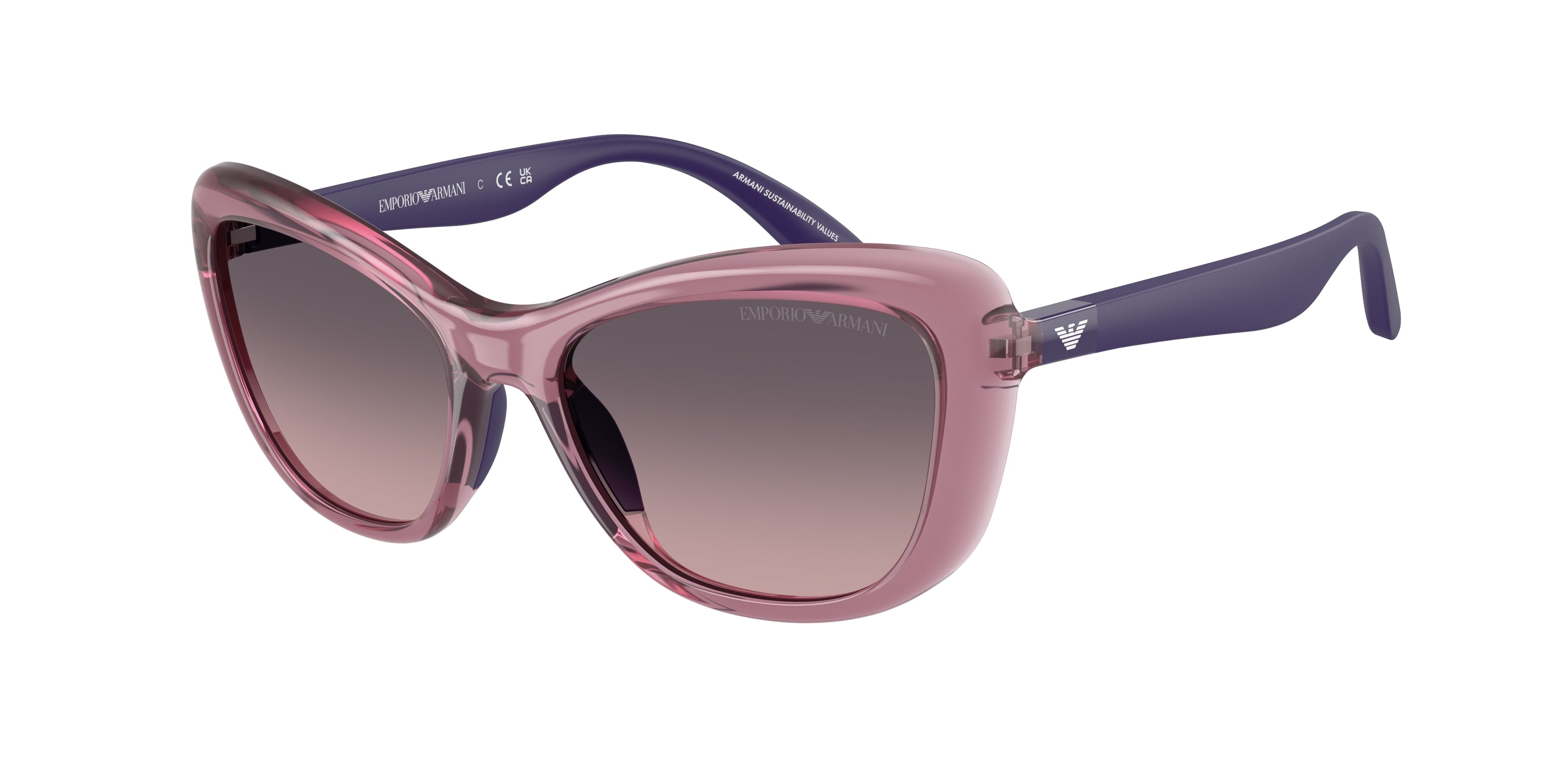 Emporio Armani Kids EK4004 Butterfly Sunglasses 537646-Shiny Transparent Lillac 50-125-16 - Color Map Violet