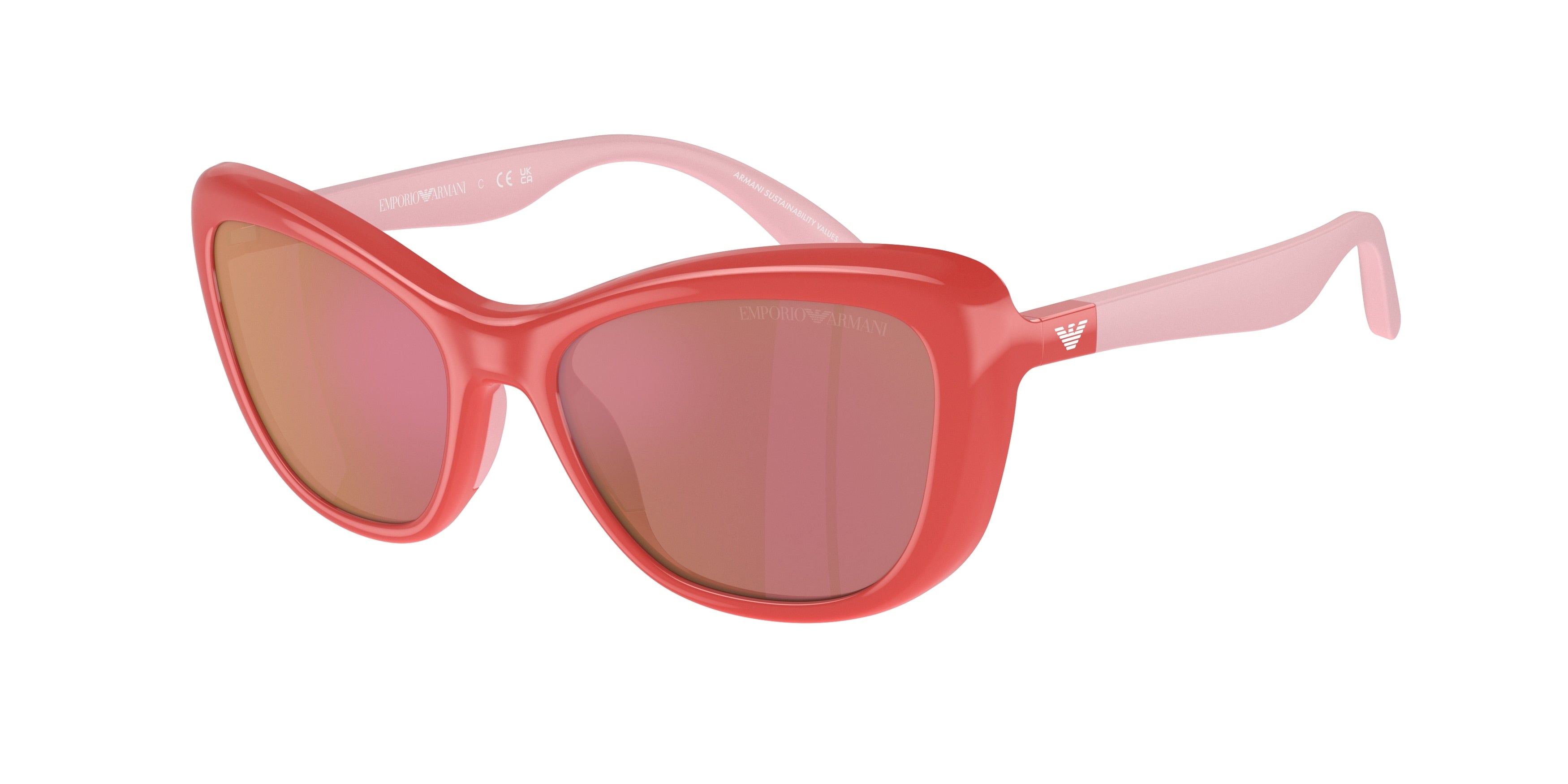 Emporio Armani Kids EK4004 Butterfly Sunglasses 5624D0-Shiny Coral 50-125-16 - Color Map Pink