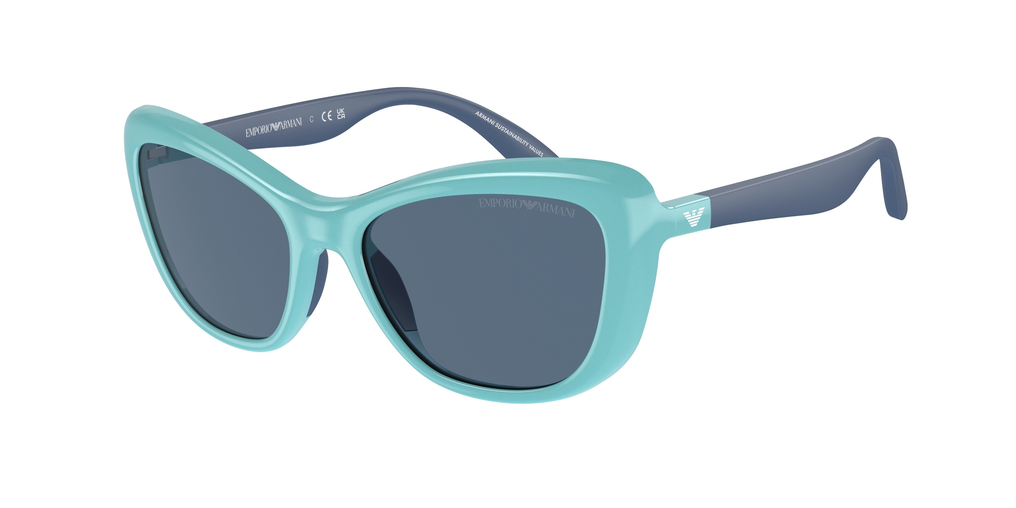 Emporio Armani Kids EK4004 Butterfly Sunglasses 613280-Shiny Azure 50-125-16 - Color Map Blue