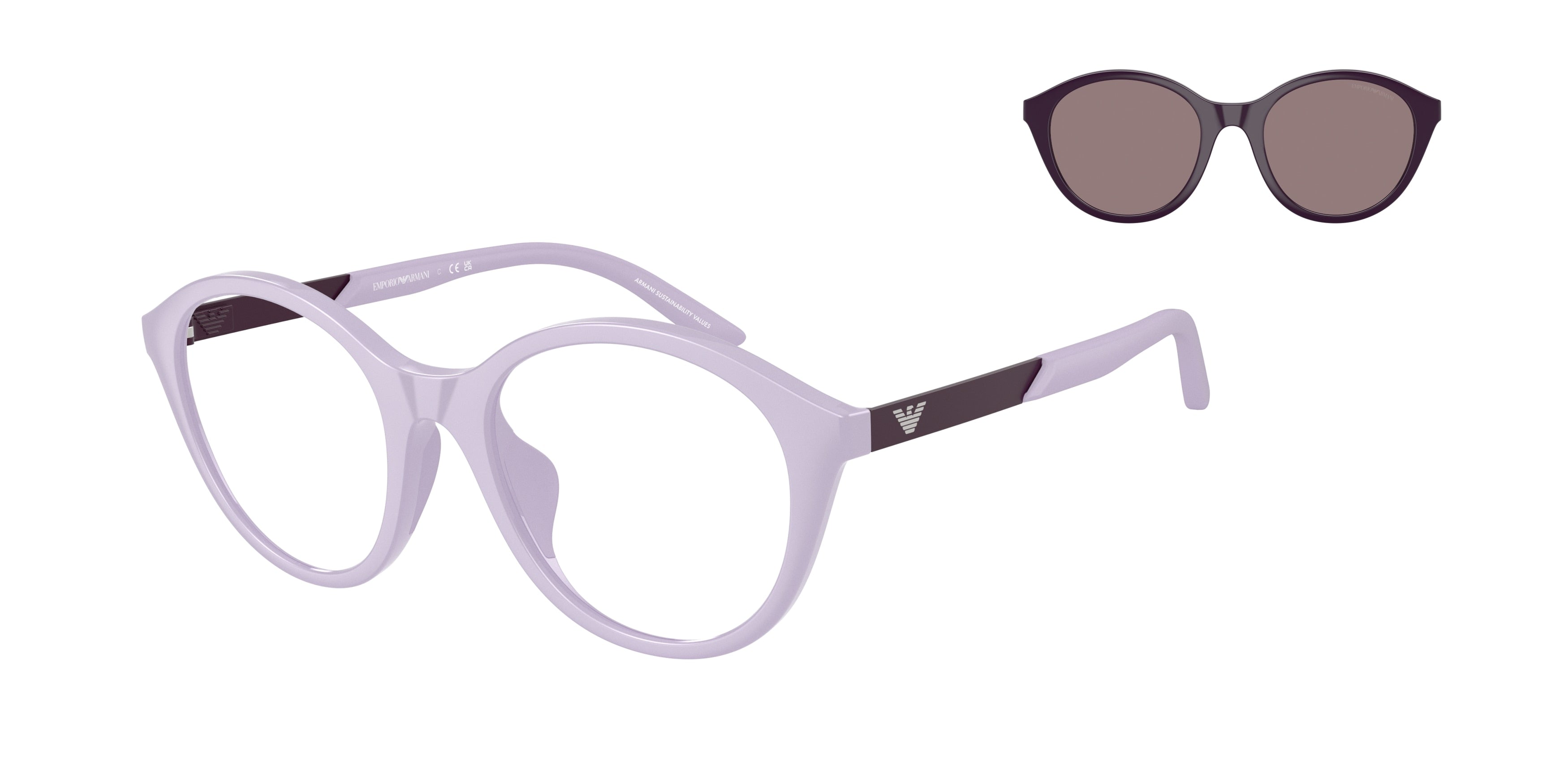 Emporio Armani Kids EK4005U Round Sunglasses 62741W-Shiny Lilac 48-130-18 - Color Map Violet