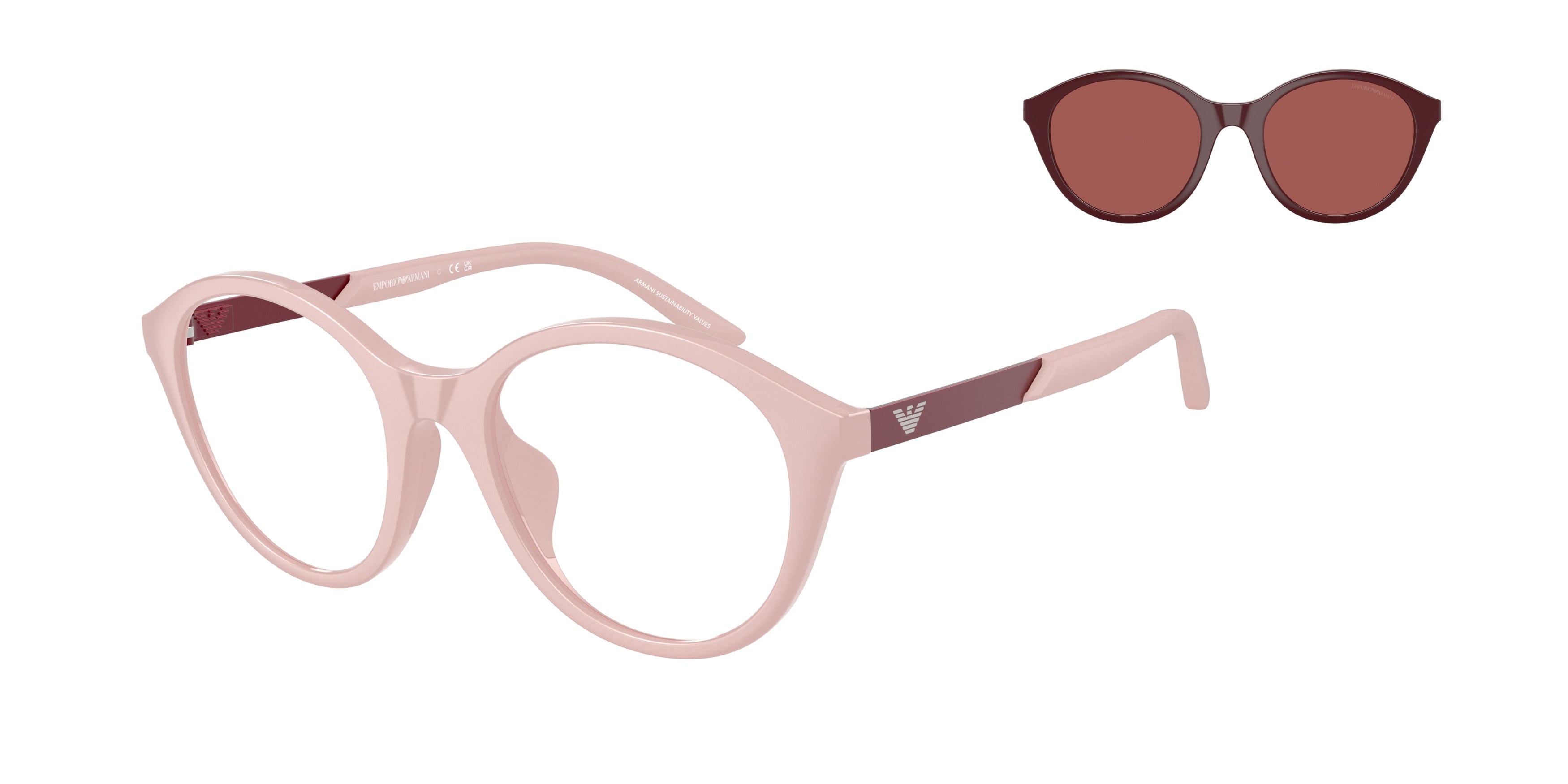 Emporio Armani Kids EK4005U Round Sunglasses 62751W-Shiny Pink 48-130-18 - Color Map Pink