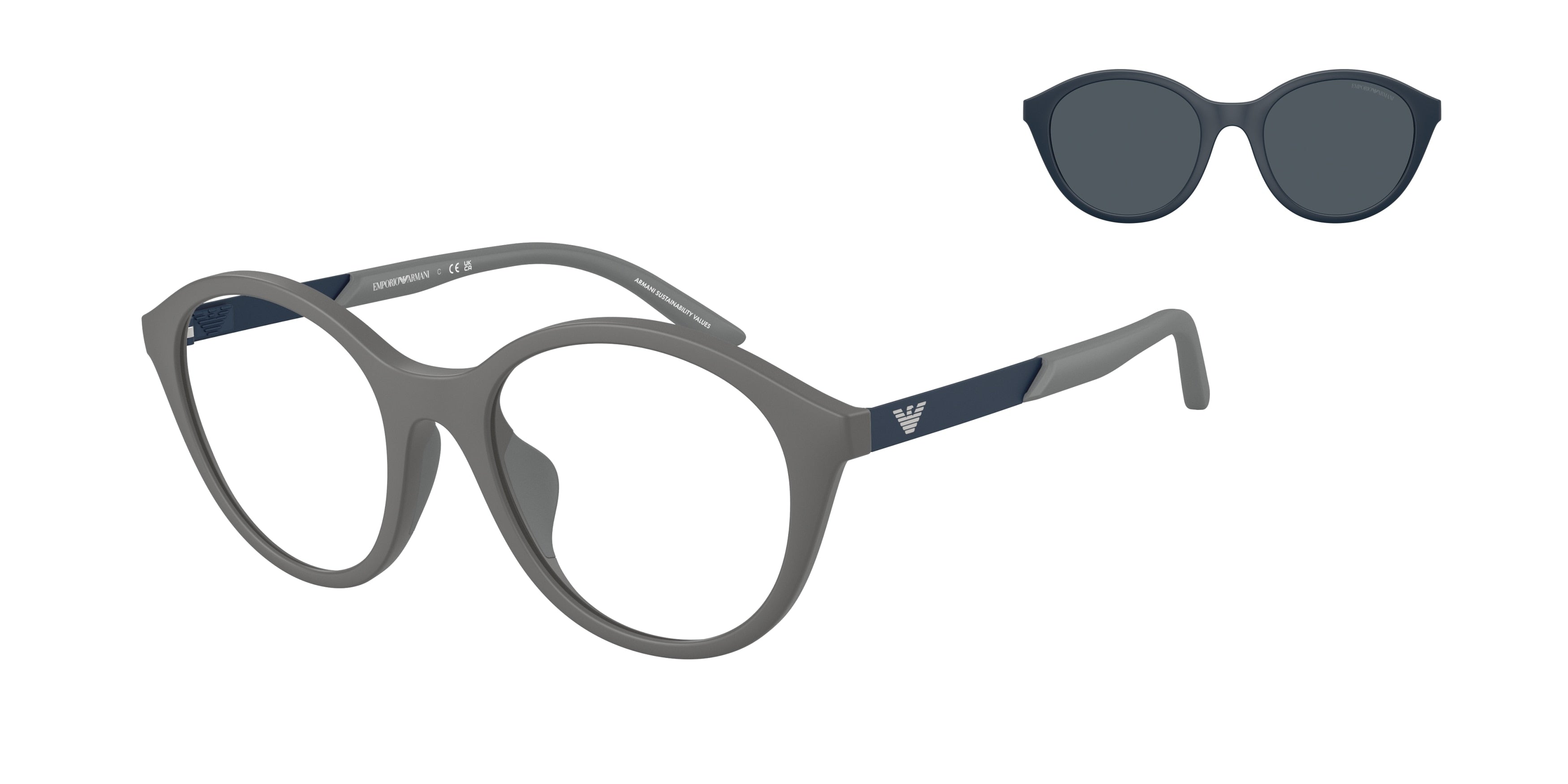 Emporio Armani Kids EK4005U Round Sunglasses 62771W-Matte Grey 48-130-18 - Color Map Grey
