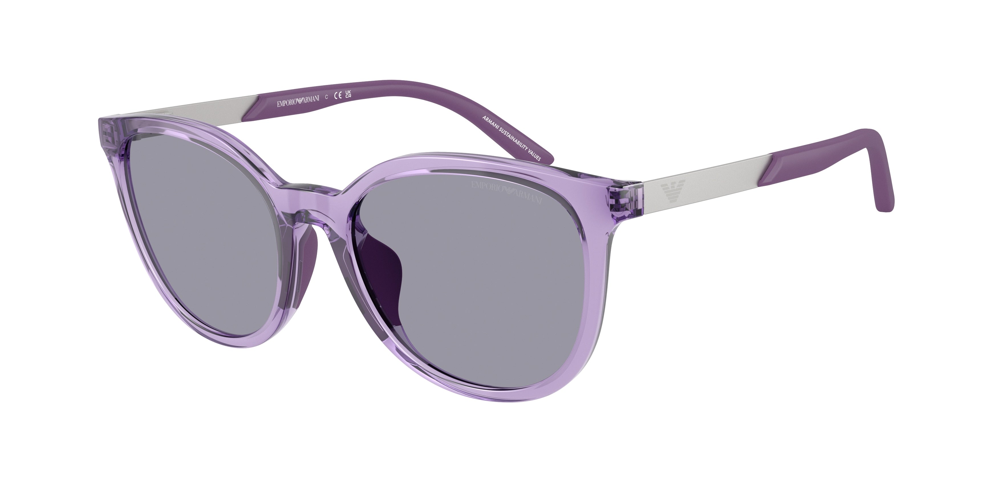 Emporio Armani Kids EK4007U Cat Eye Sunglasses 628080-Shiny Transparent Violet 49-130-17 - Color Map Violet