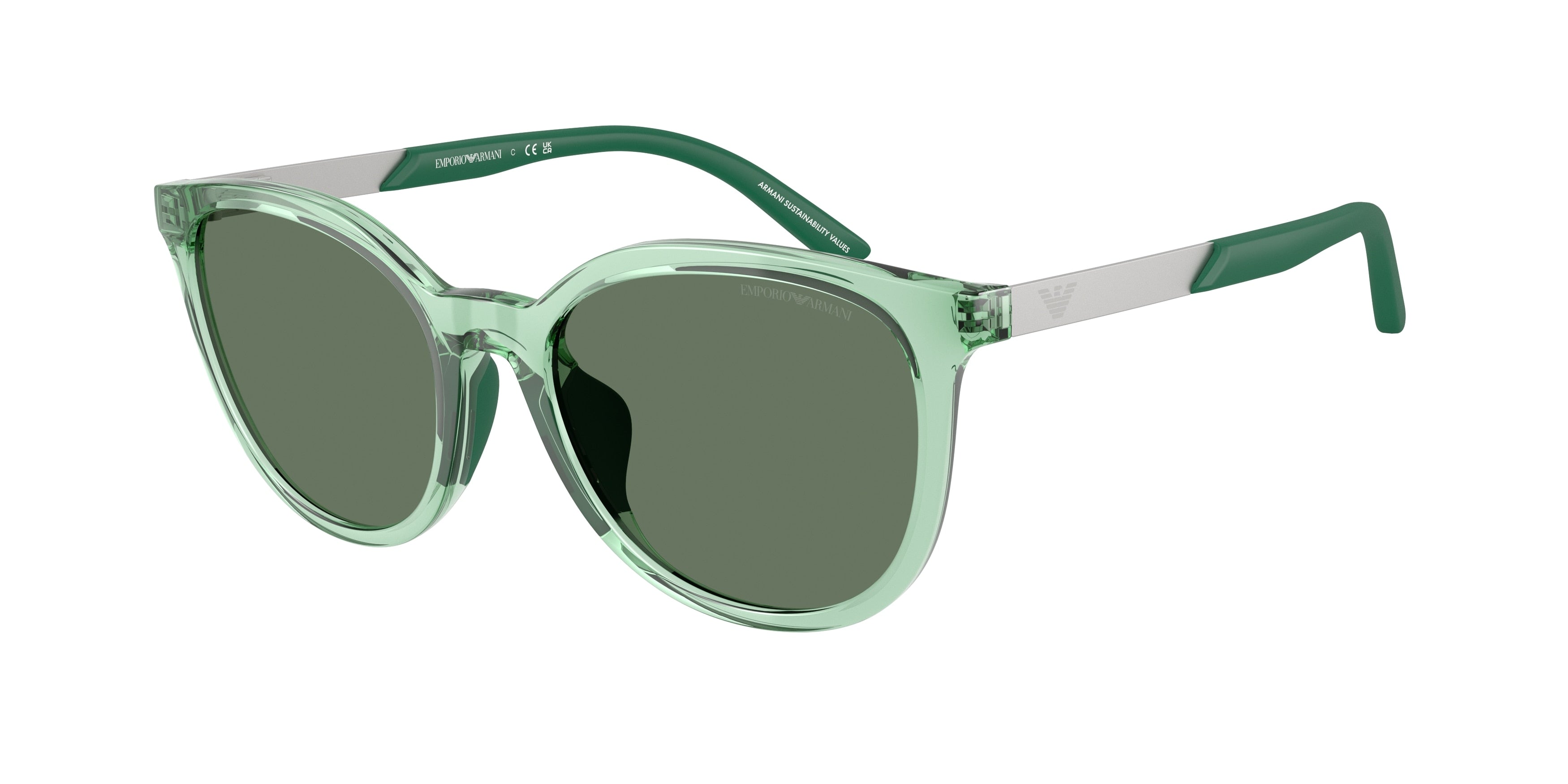 Emporio Armani Kids EK4007U Cat Eye Sunglasses 628182-Shiny Transparent Green 49-130-17 - Color Map Green