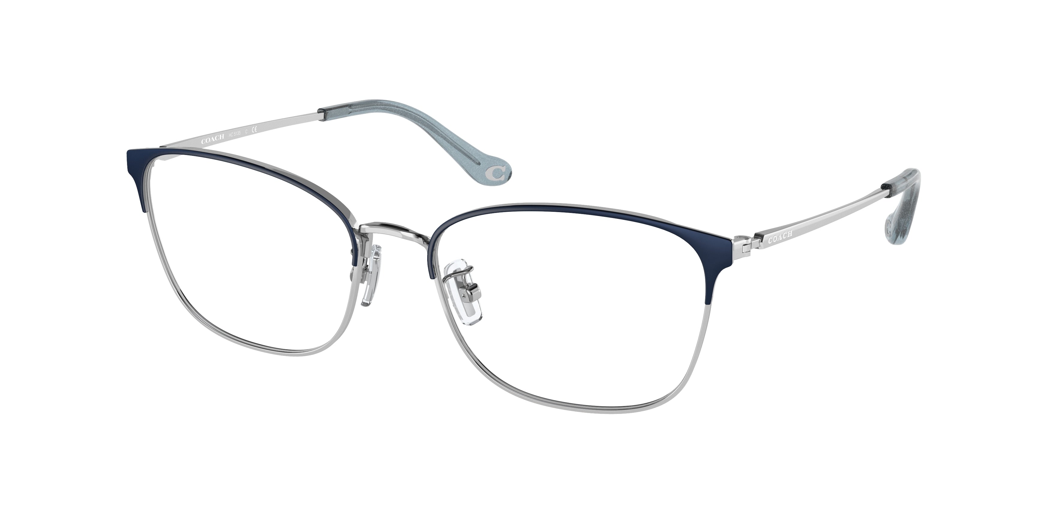 Coach HC5135 Rectangle Eyeglasses  9405-Satin Navy / Silver 55-140-17 - Color Map Blue