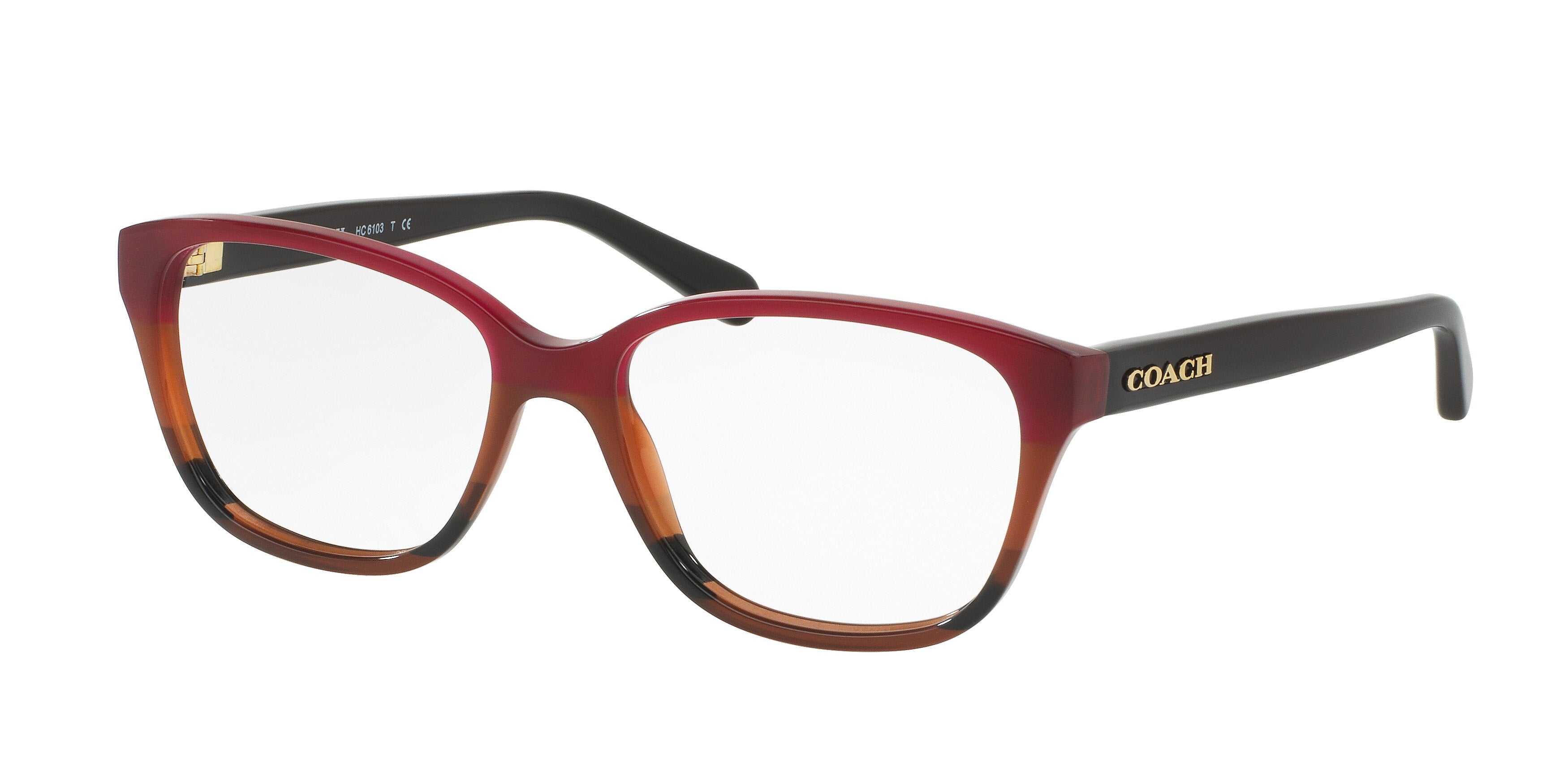Coach HC6103 Square Eyeglasses  5445-Burgundy Tortoise Gradient 54-140-16 - Color Map Red