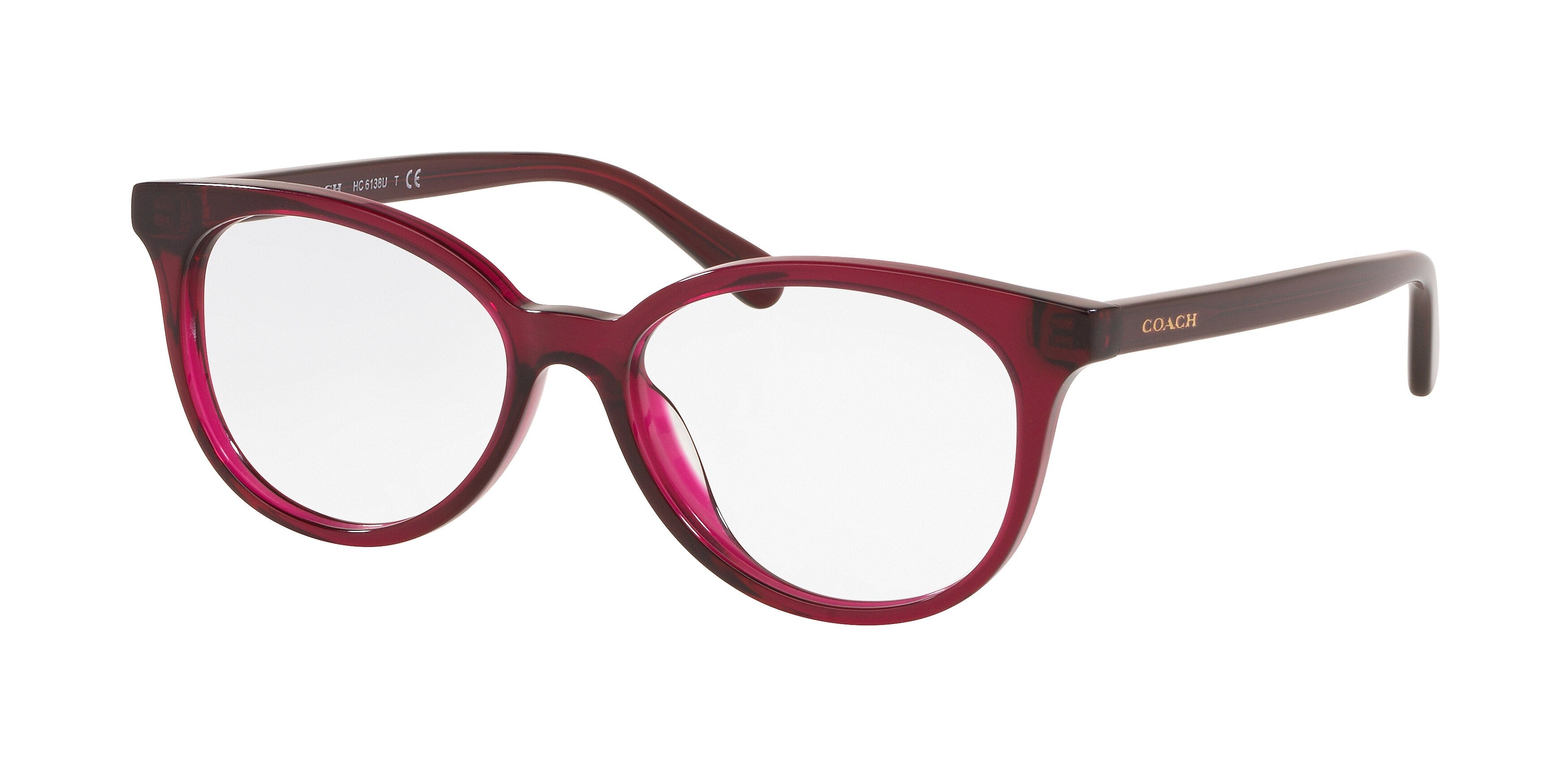 Coach HC6138U Phantos Eyeglasses  5604-Transparent Burgundy 52-140-16 - Color Map Violet