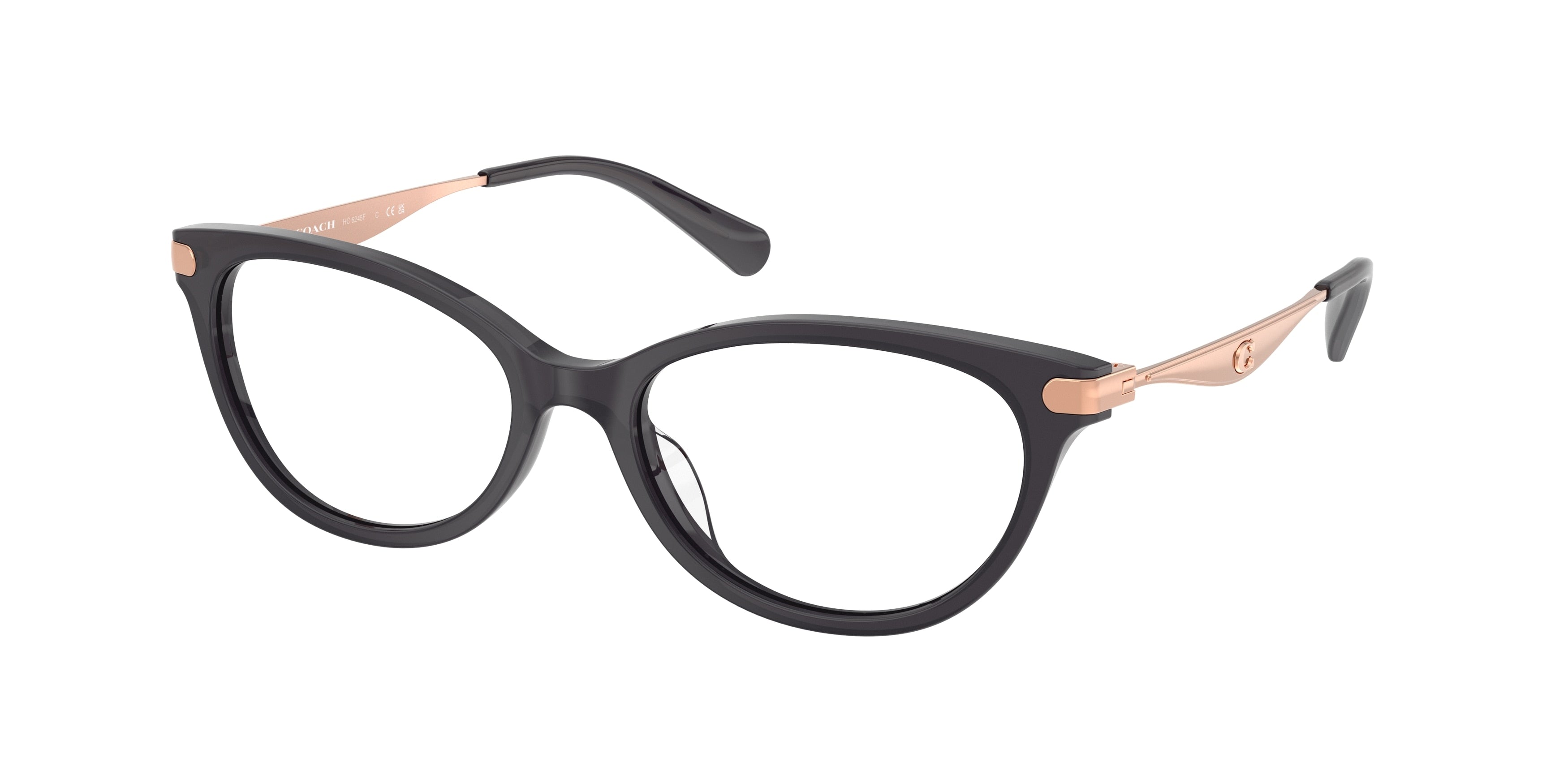 Coach HC6245F Pillow Eyeglasses  5104-Transparent Dark Grey 55-145-16 - Color Map Grey