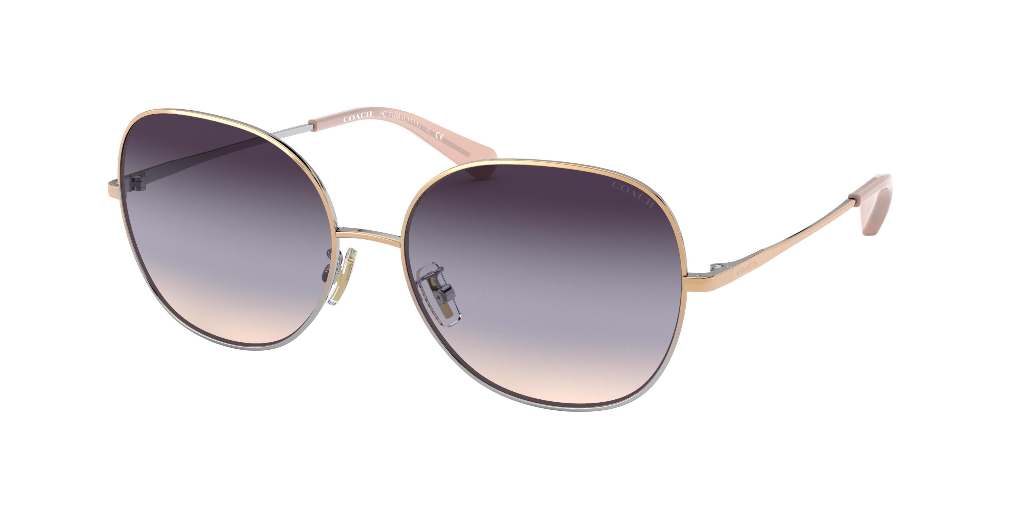 Coach L1111 HC7108 Round Sunglasses  9338U7-Rose Gold Silver Gradient 57-140-16 - Color Map Gold