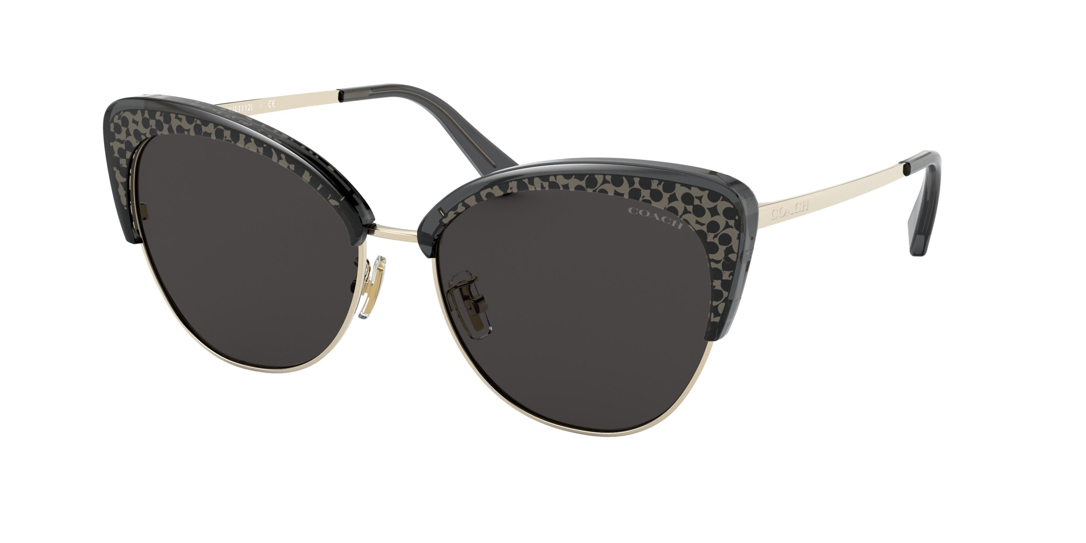 Coach L1112 HC7110 Cat Eye Sunglasses  556687-Black / Light Gold 55-145-16 - Color Map Black