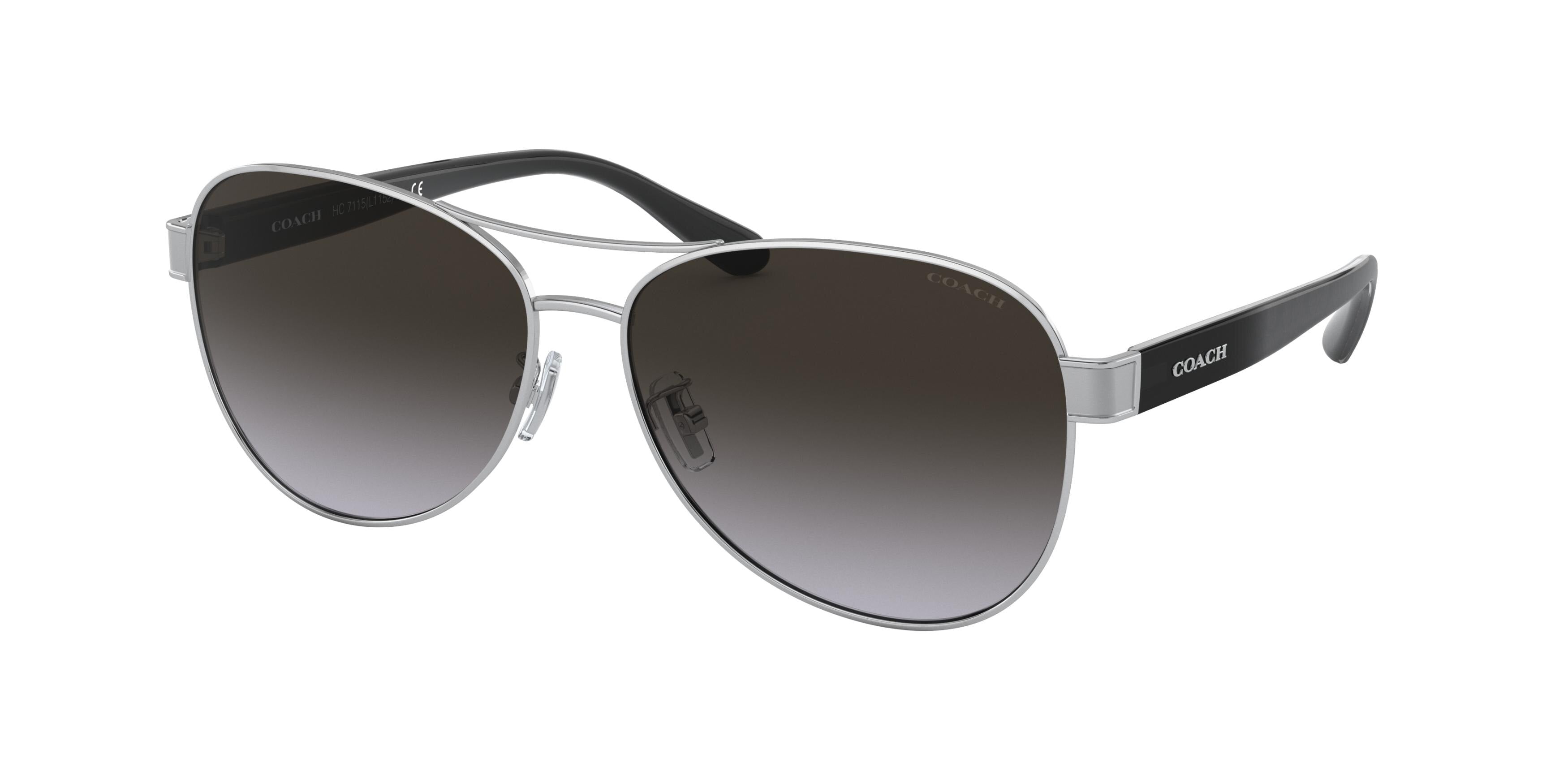 Coach L1152 HC7115 Pilot Sunglasses  90018G-Silver 59-140-14 - Color Map Silver