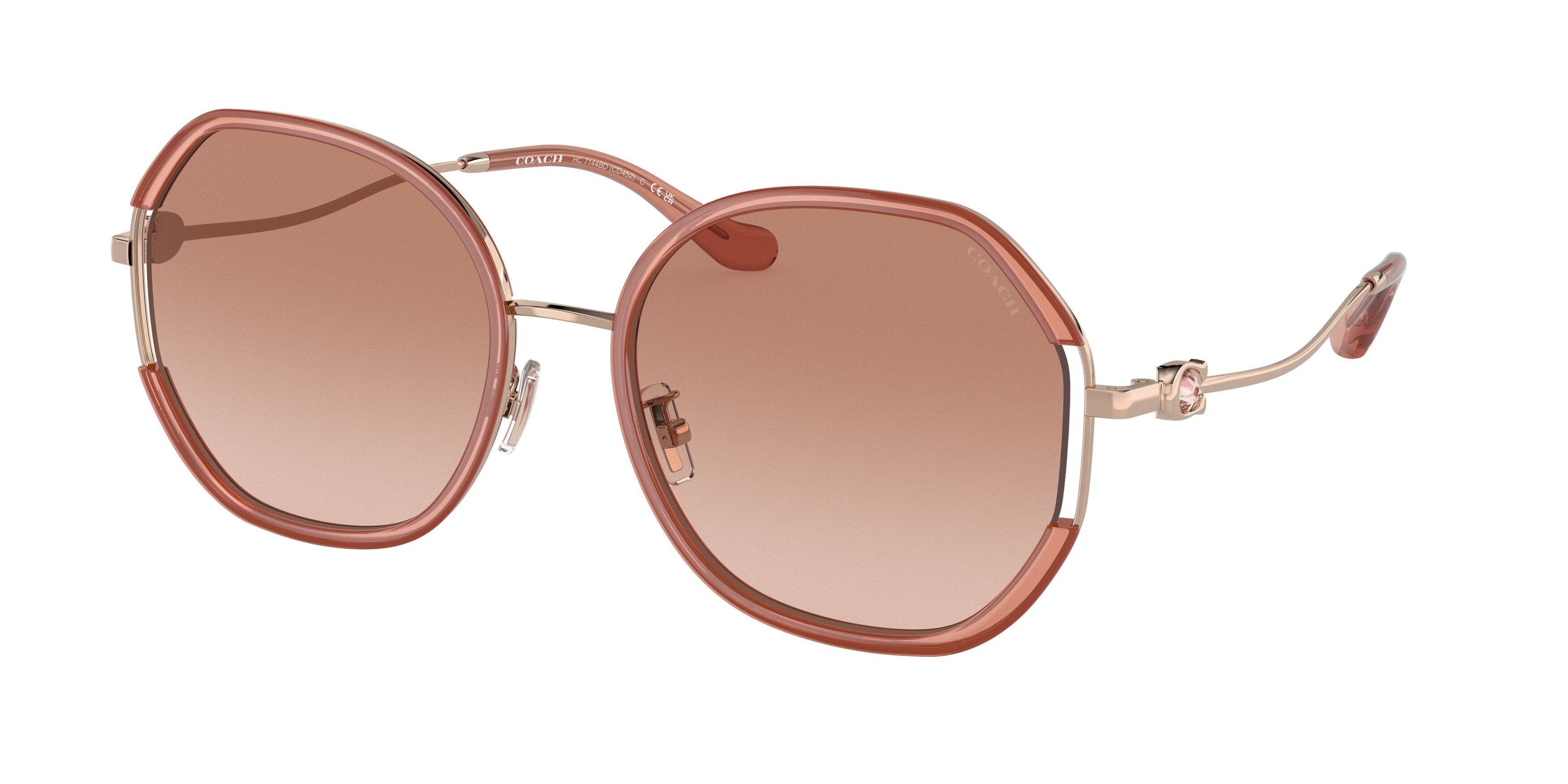 Coach CD452 HC7144BD Irregular Sunglasses 940113-Transparent Amber 59-150-19 - Color Map Orange