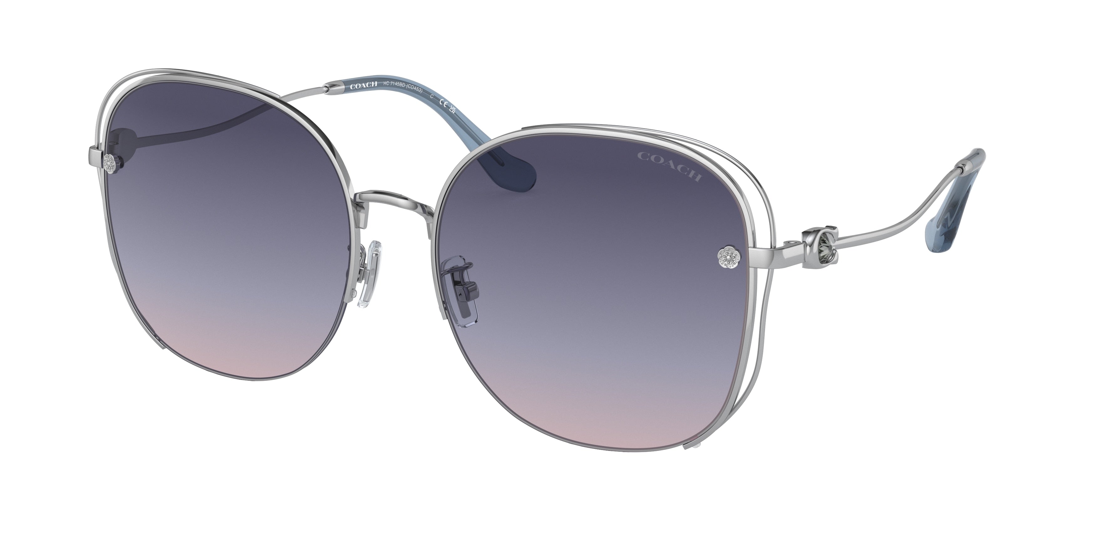 Coach CD453 HC7145BD Butterfly Sunglasses 90018H-Shiny Silver 60-150-18 - Color Map Silver