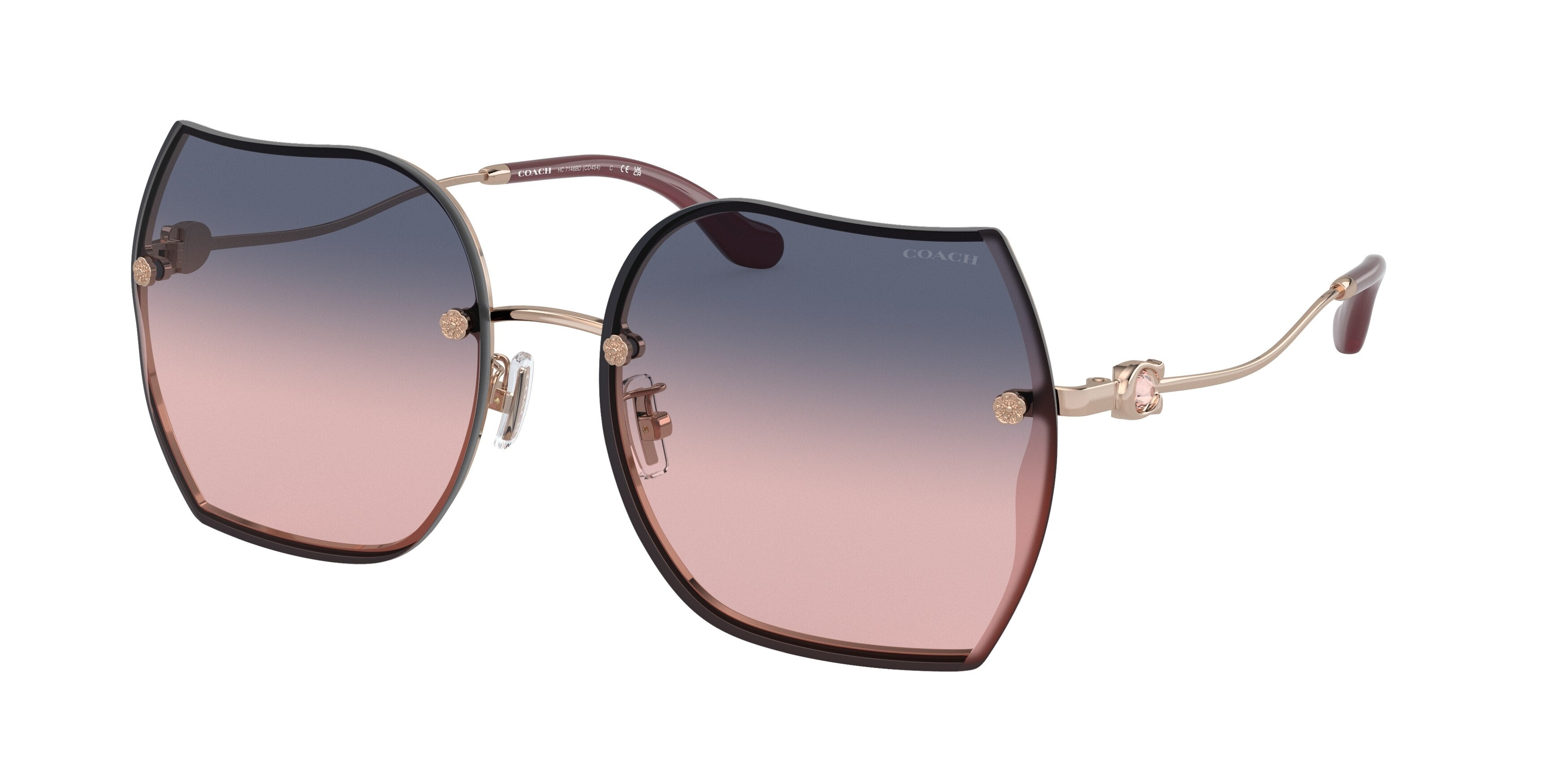 Coach CD454 HC7146BD Butterfly Sunglasses  93310J-Shiny Rose Gold 60-150-17 - Color Map Gold
