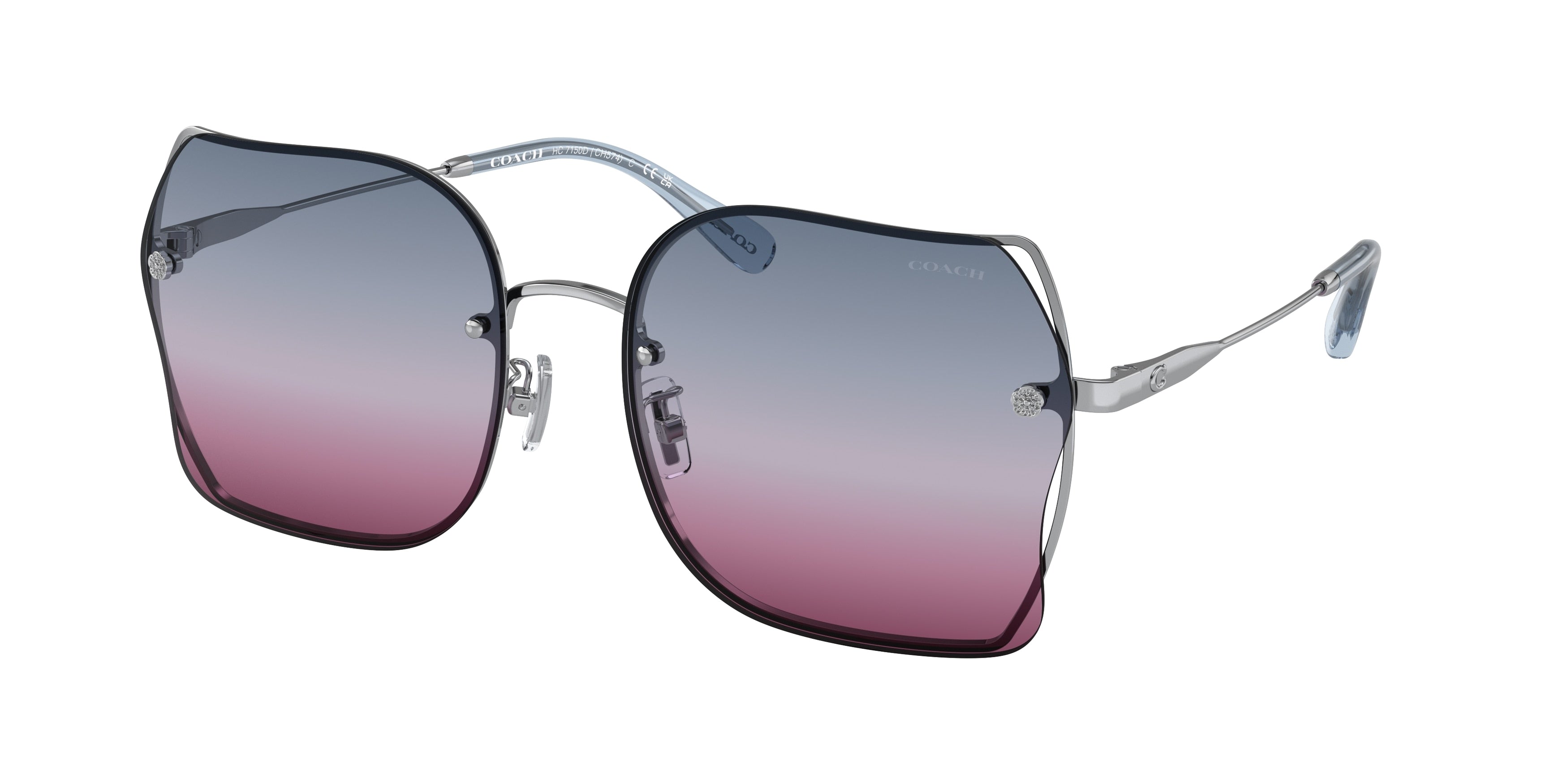 Coach CH574 HC7150D Square Sunglasses 9001I8-Shiny Silver 60-145-18 - Color Map Silver