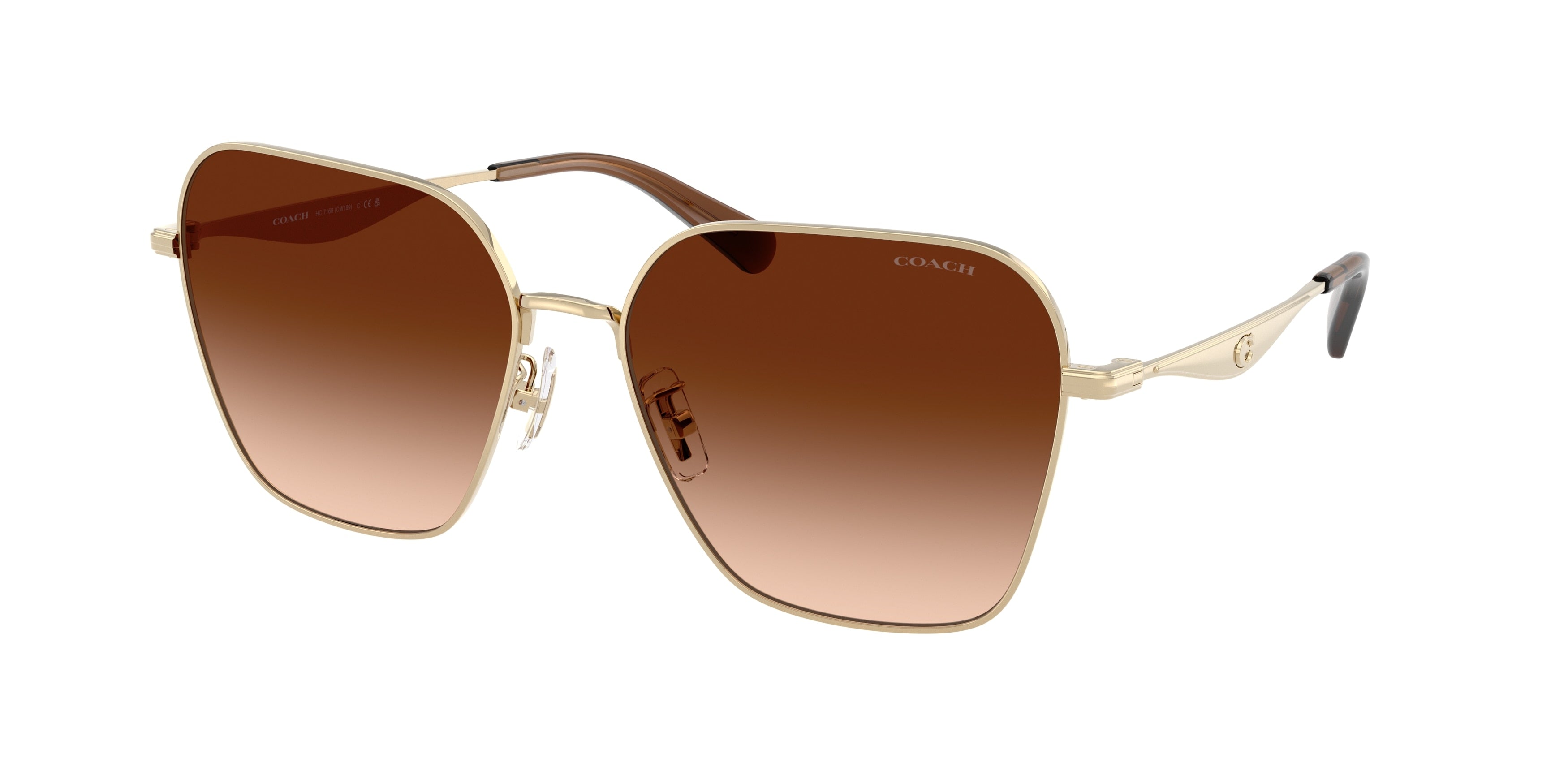 Coach CW189 HC7168 Irregular Sunglasses  900574-Shiny Light Gold 58-145-16 - Color Map Gold
