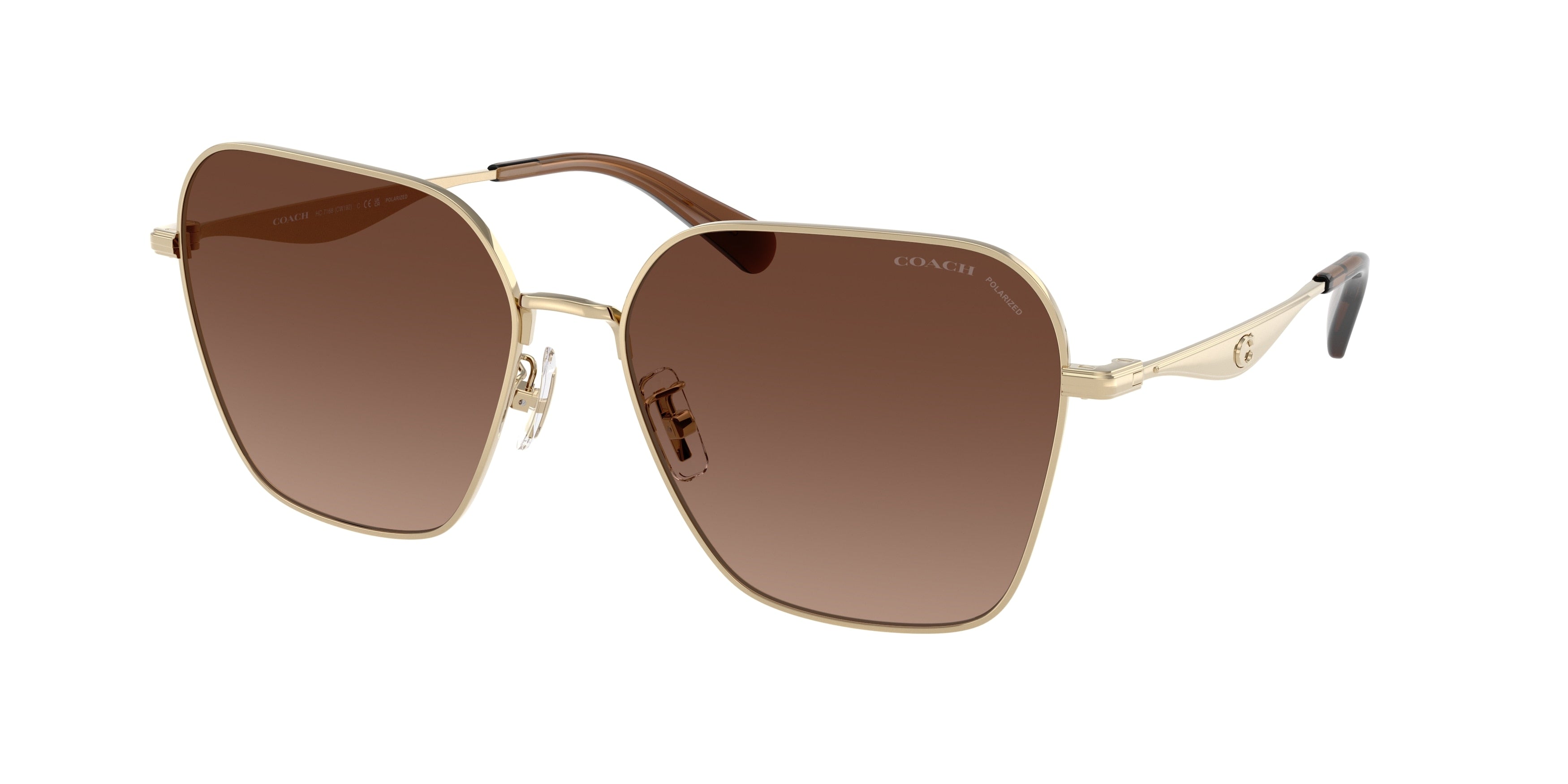 Coach CW189 HC7168 Irregular Sunglasses  9005T5-Shiny Light Gold 58-145-16 - Color Map Gold