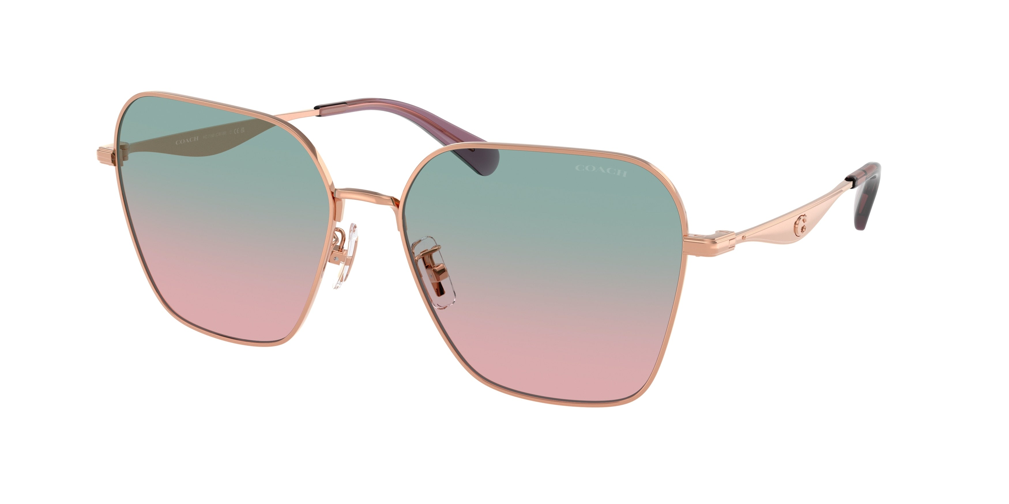 Coach CW189 HC7168 Irregular Sunglasses  93310Q-Shiny Rose Gold 58-145-16 - Color Map Gold