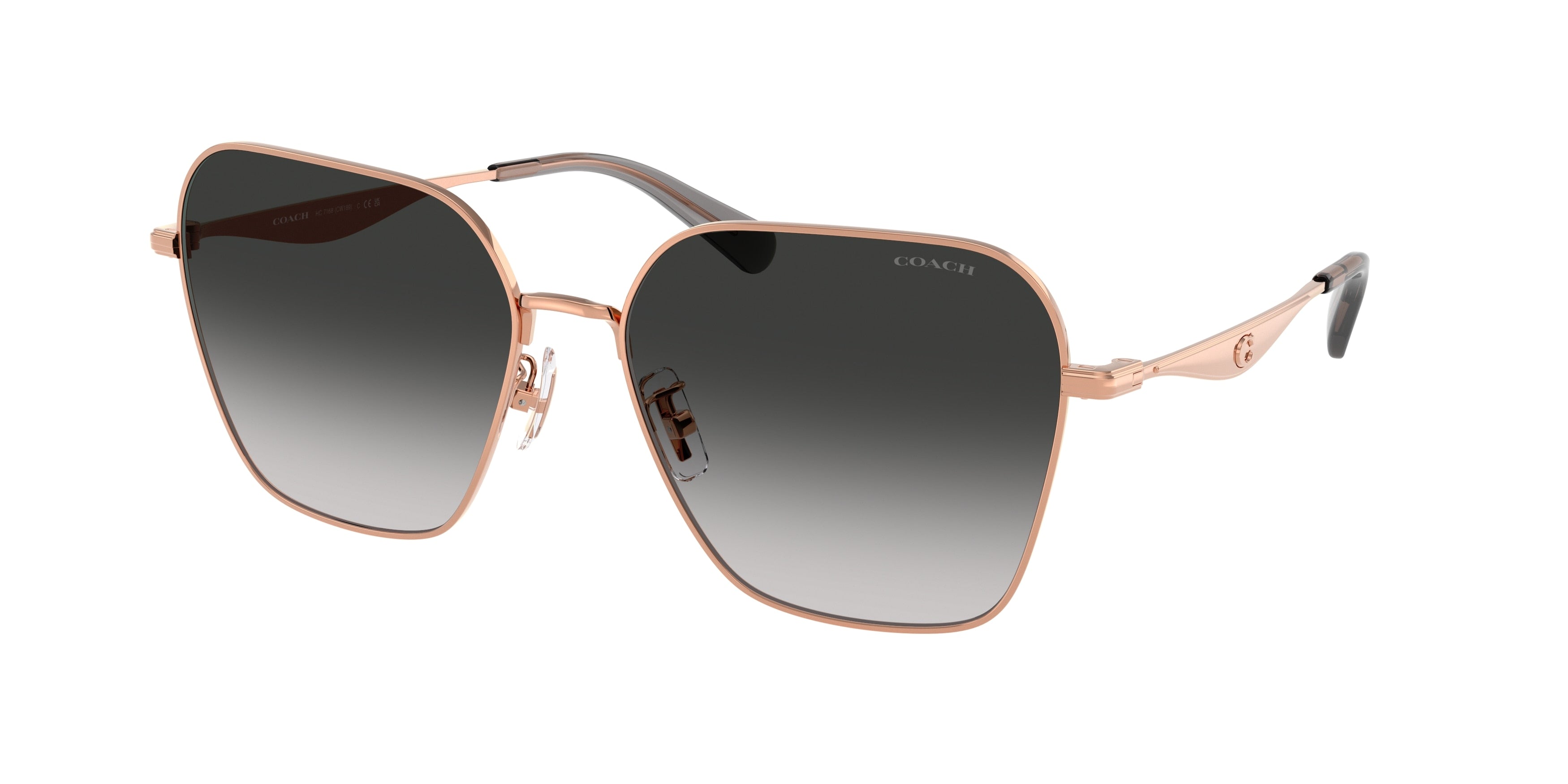 Coach CW189 HC7168 Irregular Sunglasses  93313C-Shiny Rose Gold 58-145-16 - Color Map Gold