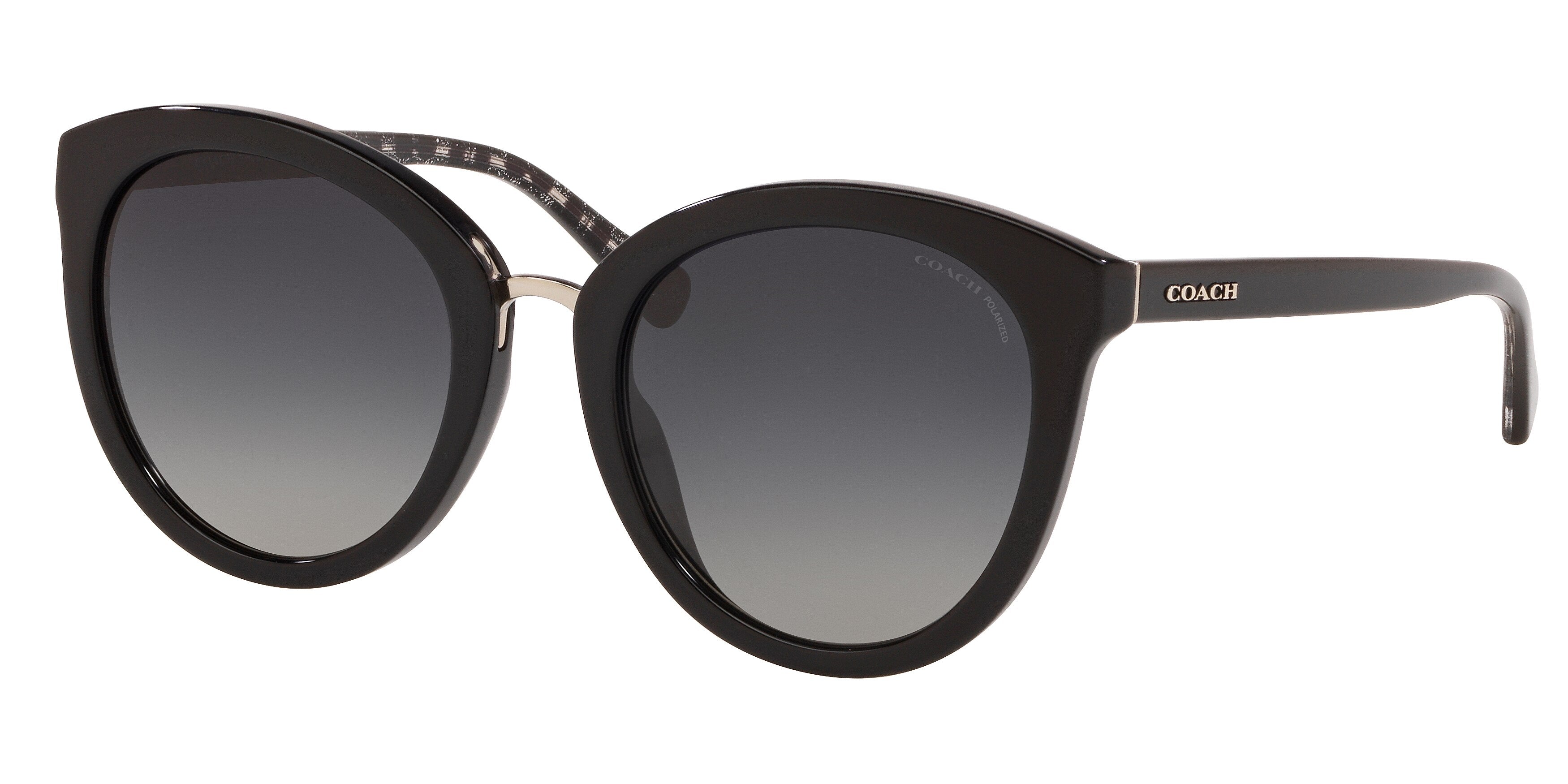 Coach L1627 HC8199D Round Sunglasses  5002T3-Black 56-150-22 - Color Map Black