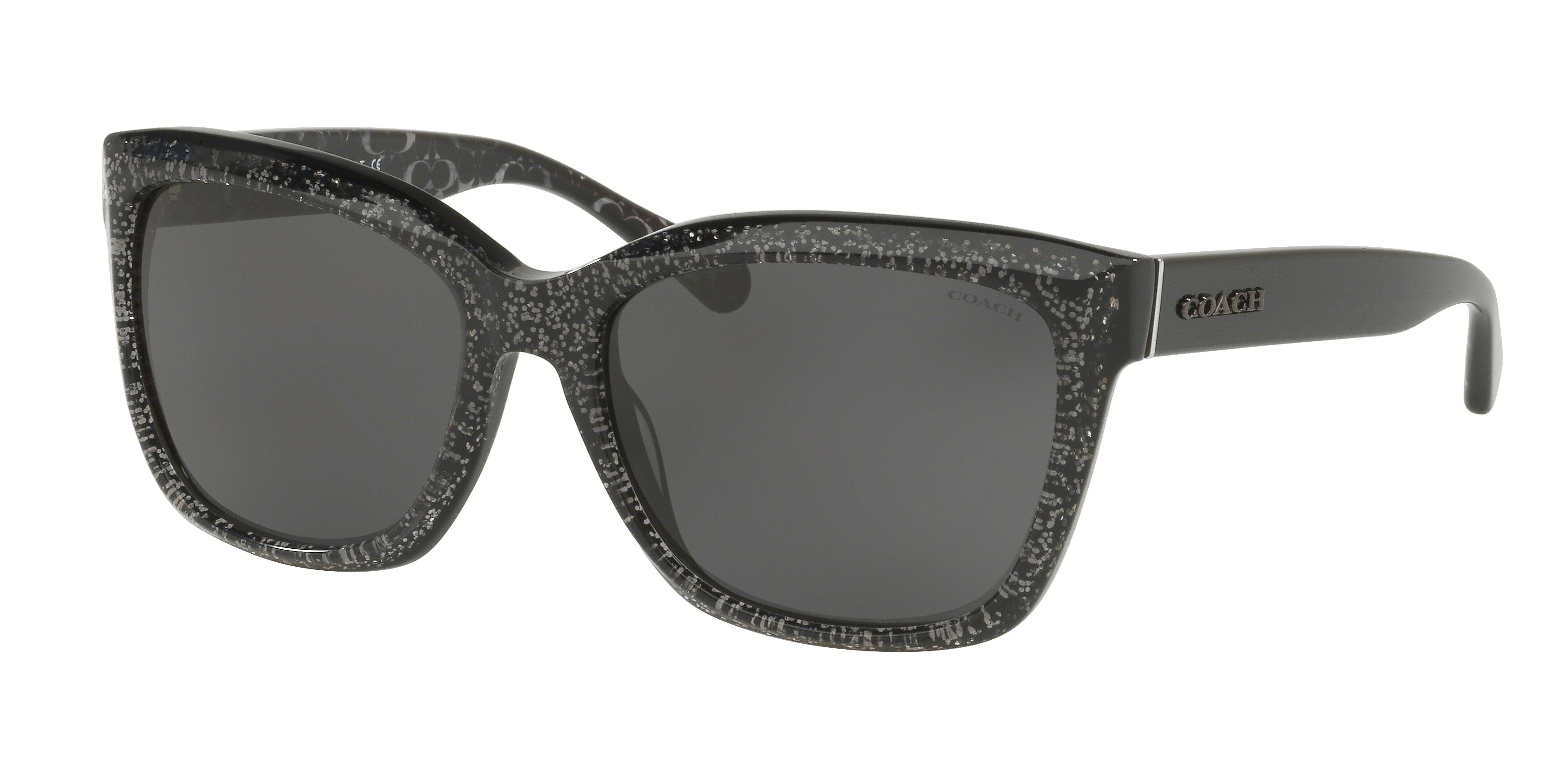 Coach L1006 HC8230 Square Sunglasses  550587-Black Chunky Glitter 57-140-18 - Color Map Black