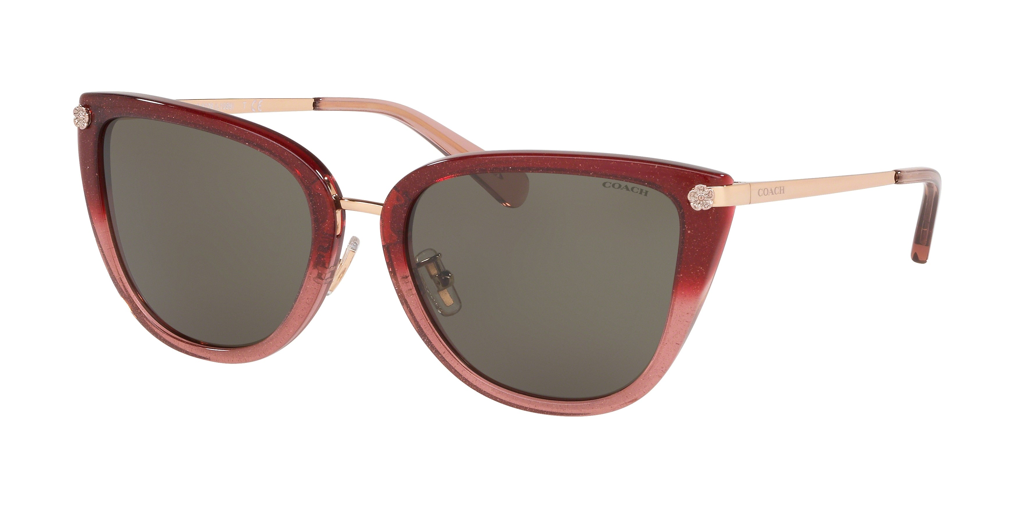 Coach L1099 HC8276 Phantos Sunglasses  55513-Burgundy Pink Glitter Gradient 56-140-19 - Color Map Violet