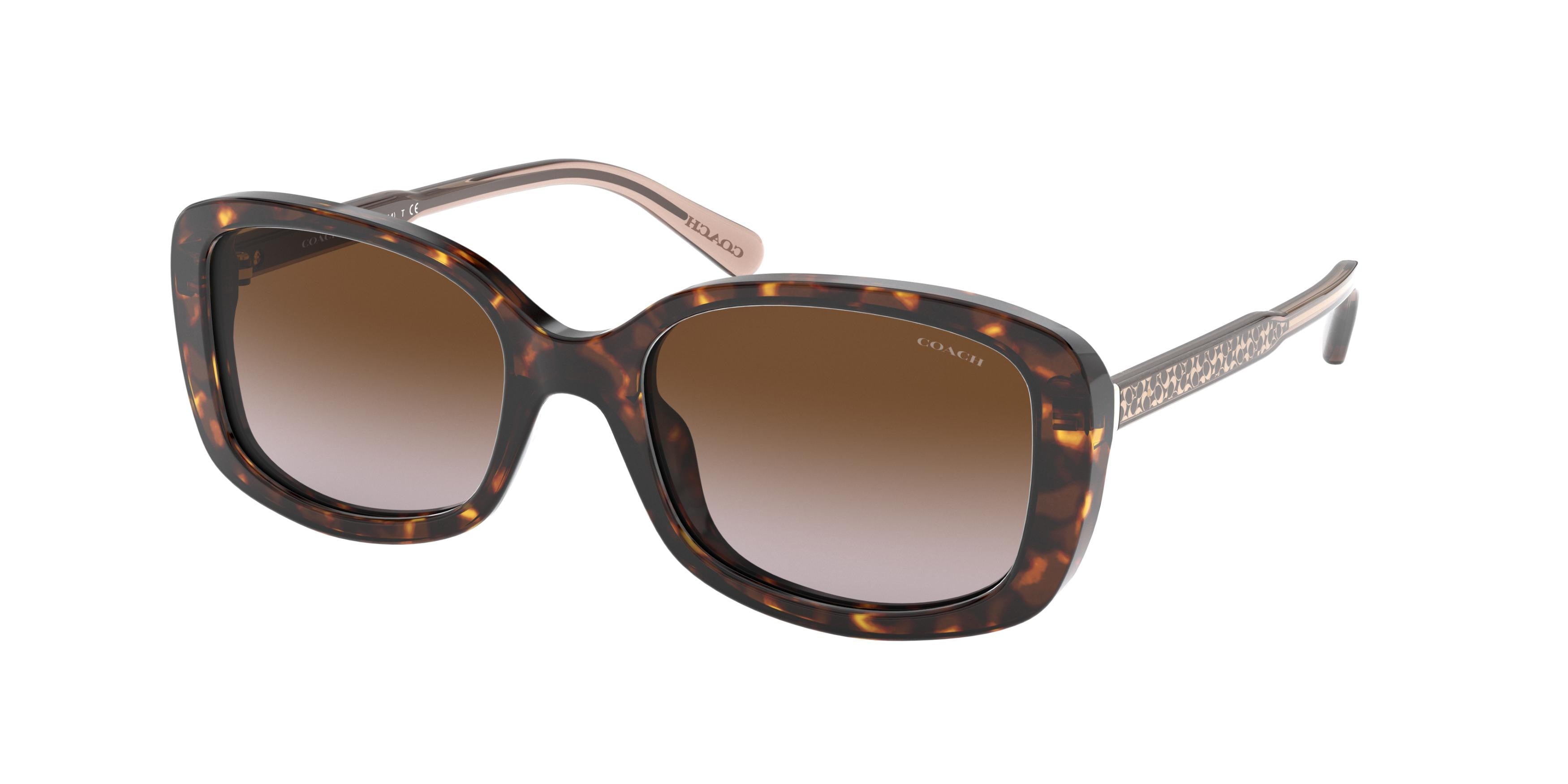 Coach L1114 HC8278 Rectangle Sunglasses  512013-Dark Tortoise 53-140-19 - Color Map Tortoise