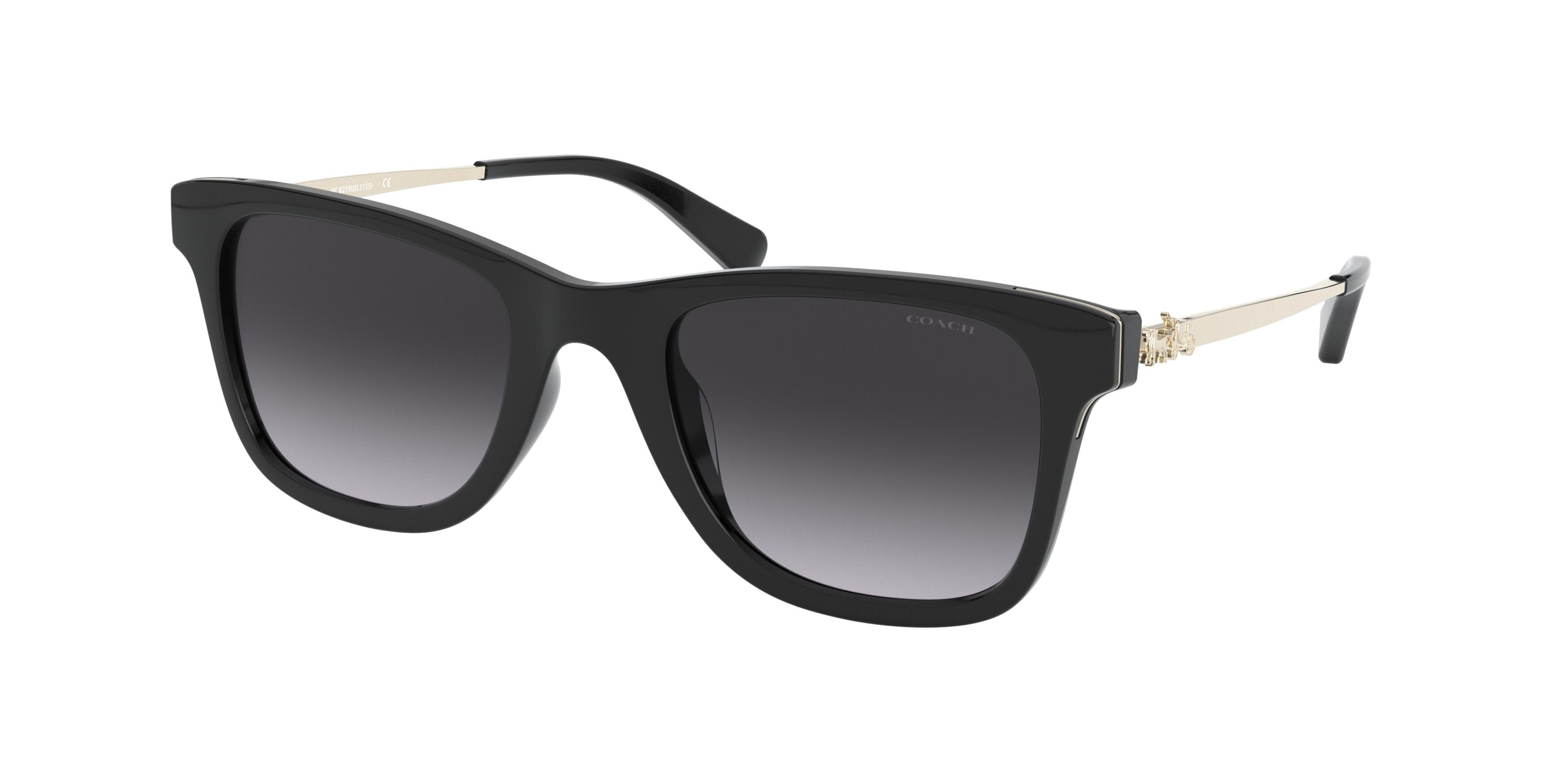 Coach L1115 HC8279U Rectangle Sunglasses  50028G-Black 51-140-22 - Color Map Black