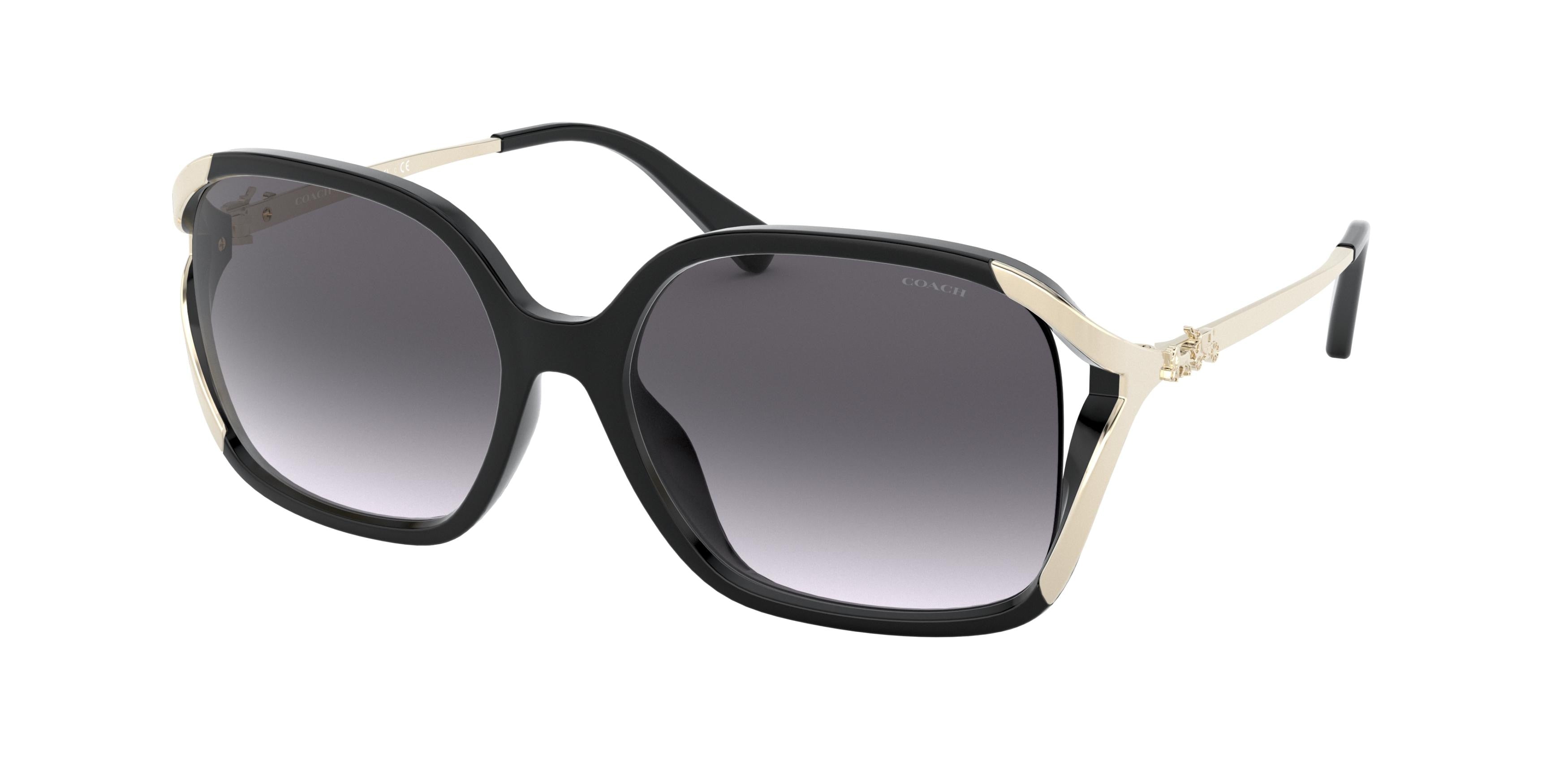Coach L1116 HC8280U Square Sunglasses  50028G-Black 57-140-17 - Color Map Black