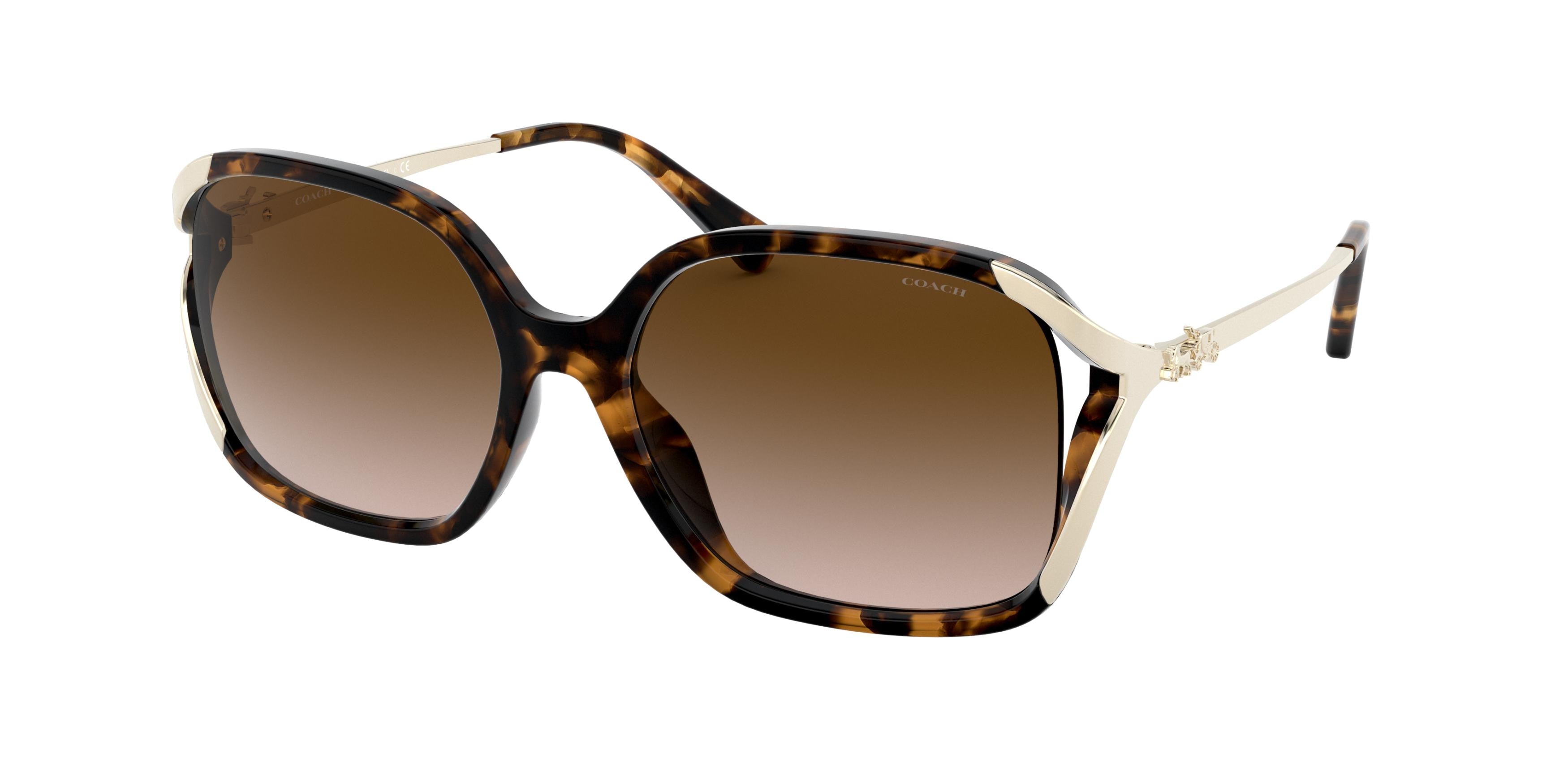 Coach L1116 HC8280U Square Sunglasses  512013-Dark Tortoise 57-140-17 - Color Map Tortoise