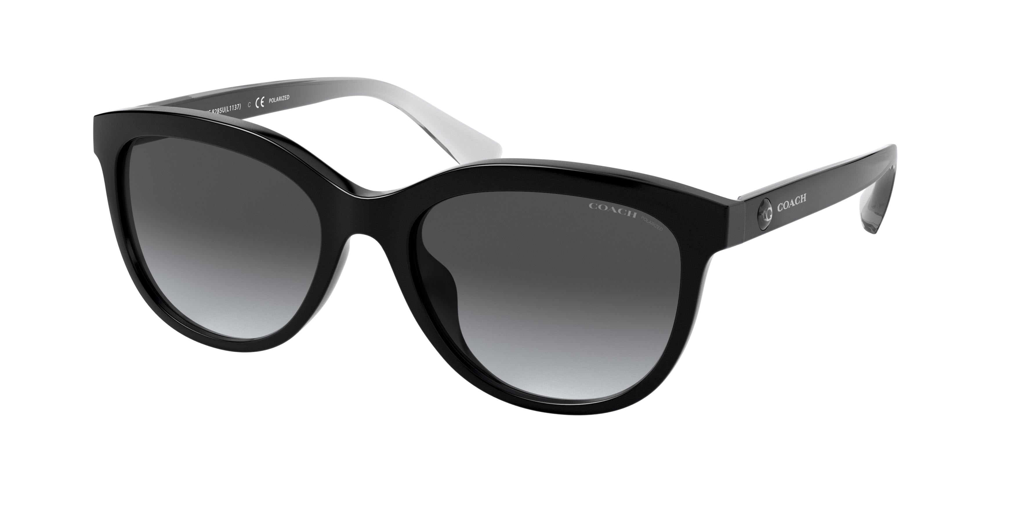 Coach L1137 HC8285U Rectangle Sunglasses 5002T3-Black 56-145-19 - Color Map Black