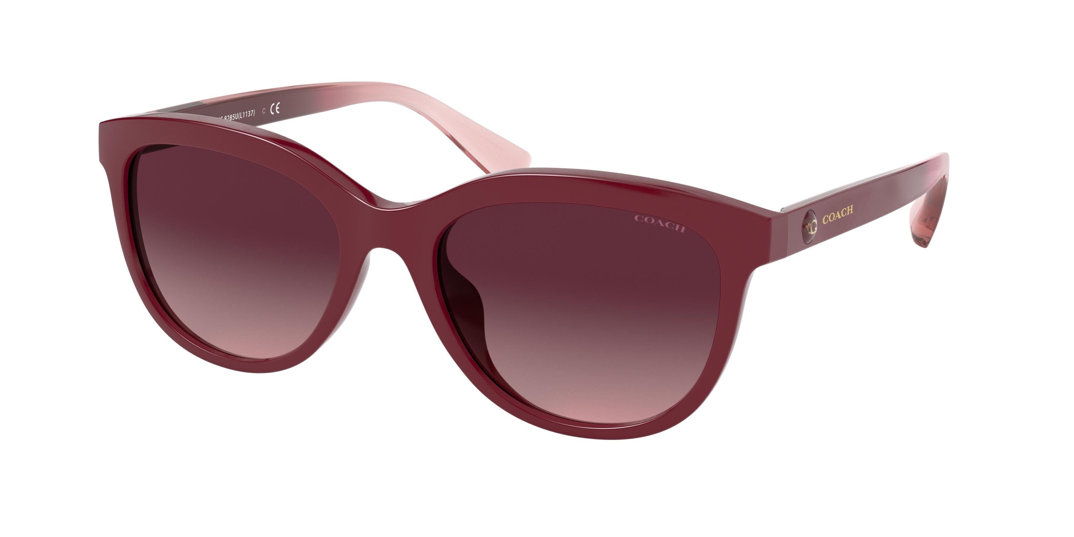 Coach L1137 HC8285U Rectangle Sunglasses  50318H-Burgundy 56-145-19 - Color Map Violet