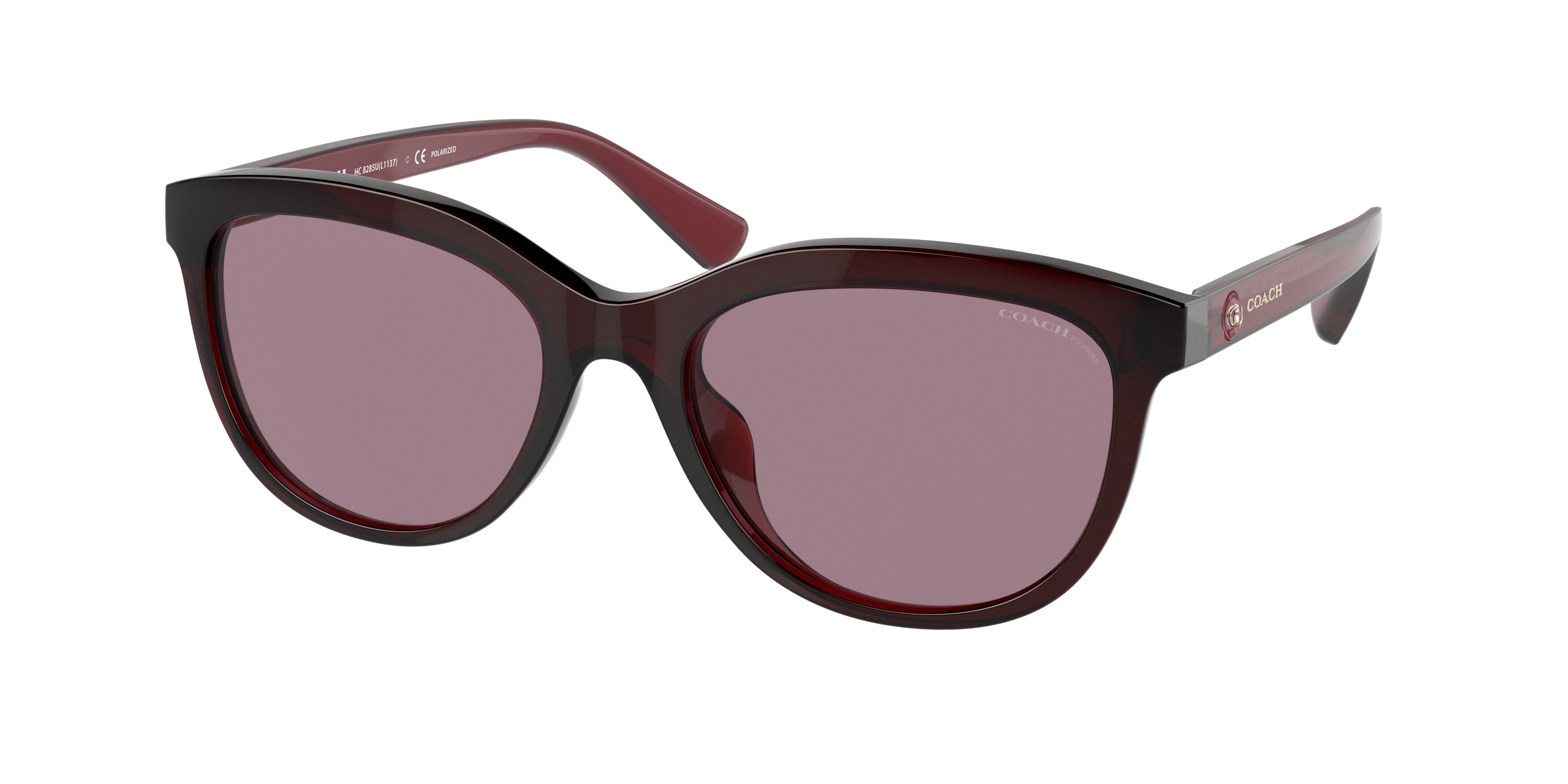 Coach L1137 HC8285U Rectangle Sunglasses  5624LA-Transparent Burgundy 56-145-19 - Color Map Violet